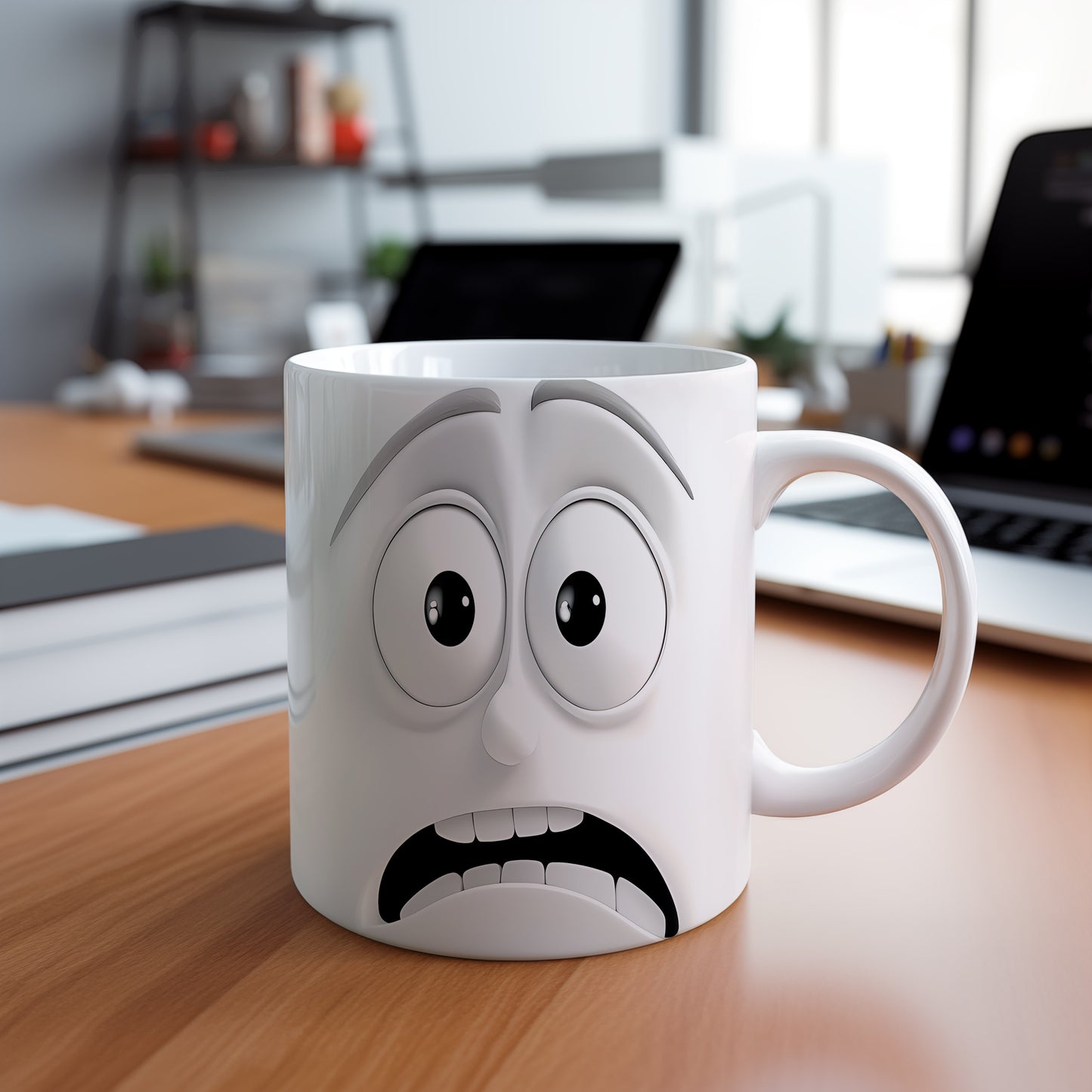 Hrnek s vyděšeným obličejem – originálním motivem