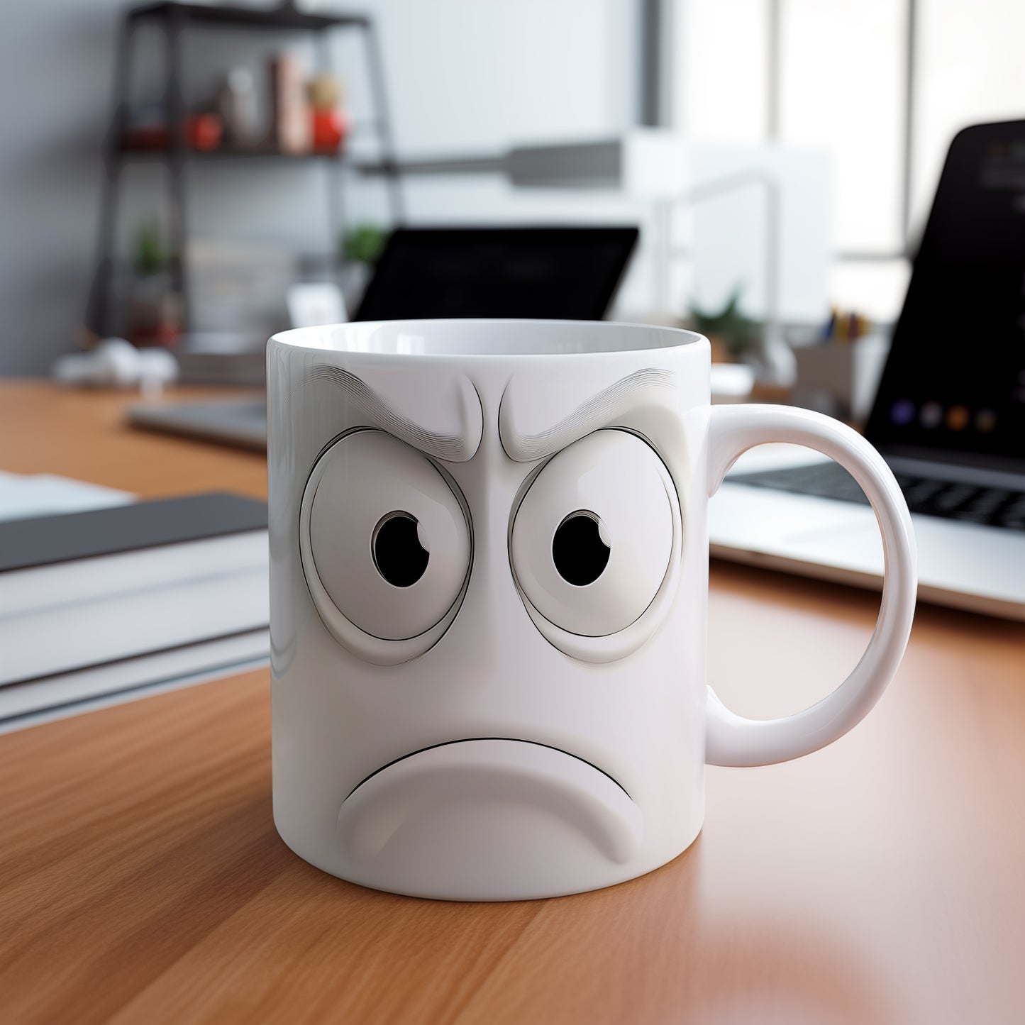 Hrnek s naštvaným obličejem – komiksovým stylem