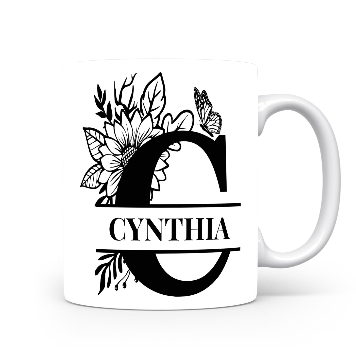 Hrnek se jménem CYNTHIA | Květinový monogram