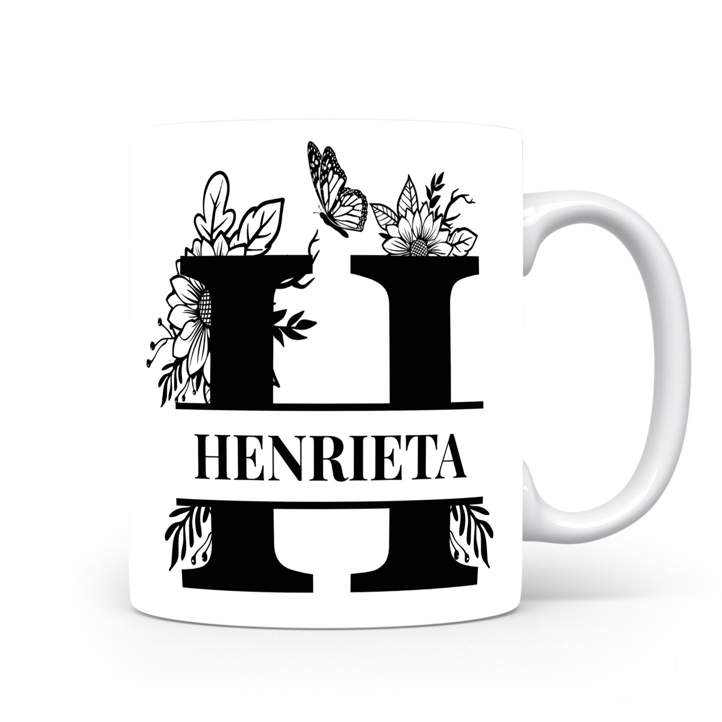 Hrnek se jménem Henrieta | Květinový monogram