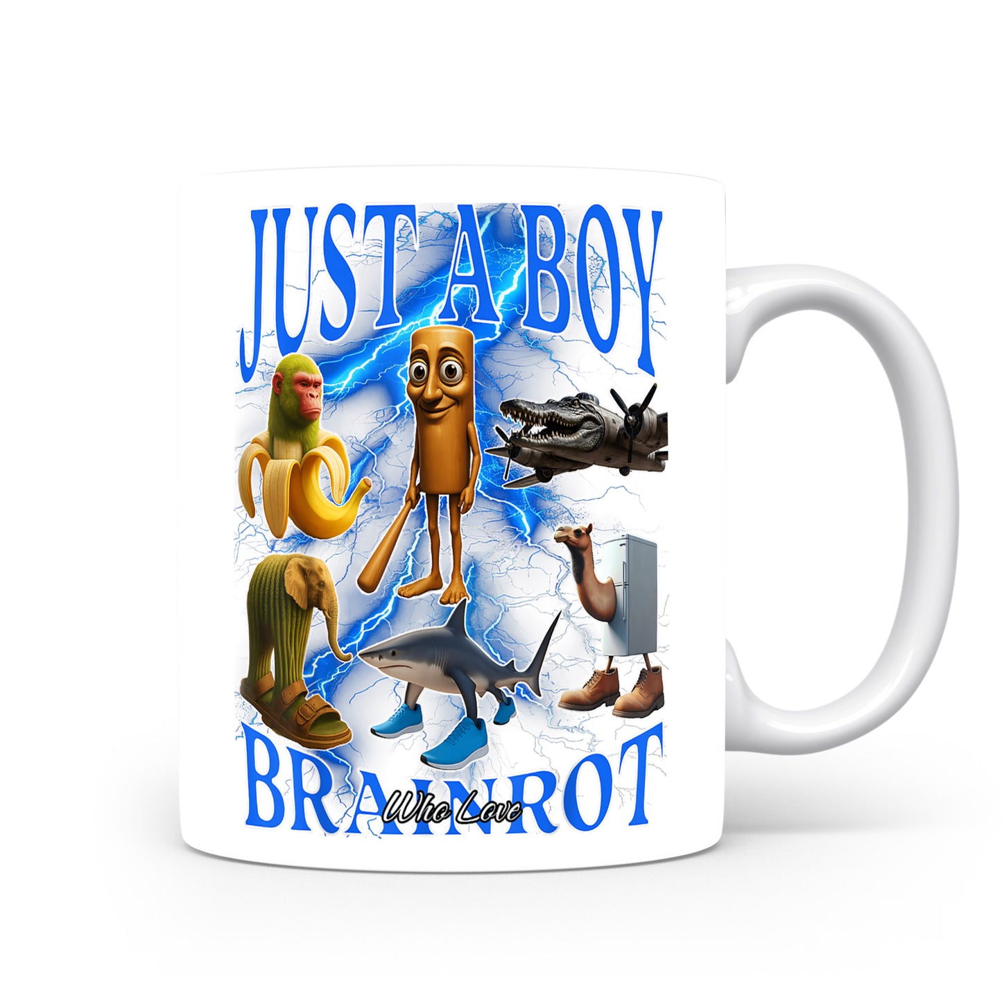 Hrnek s italským brainrotem – Just a Boy Brainrot — arktická koláž