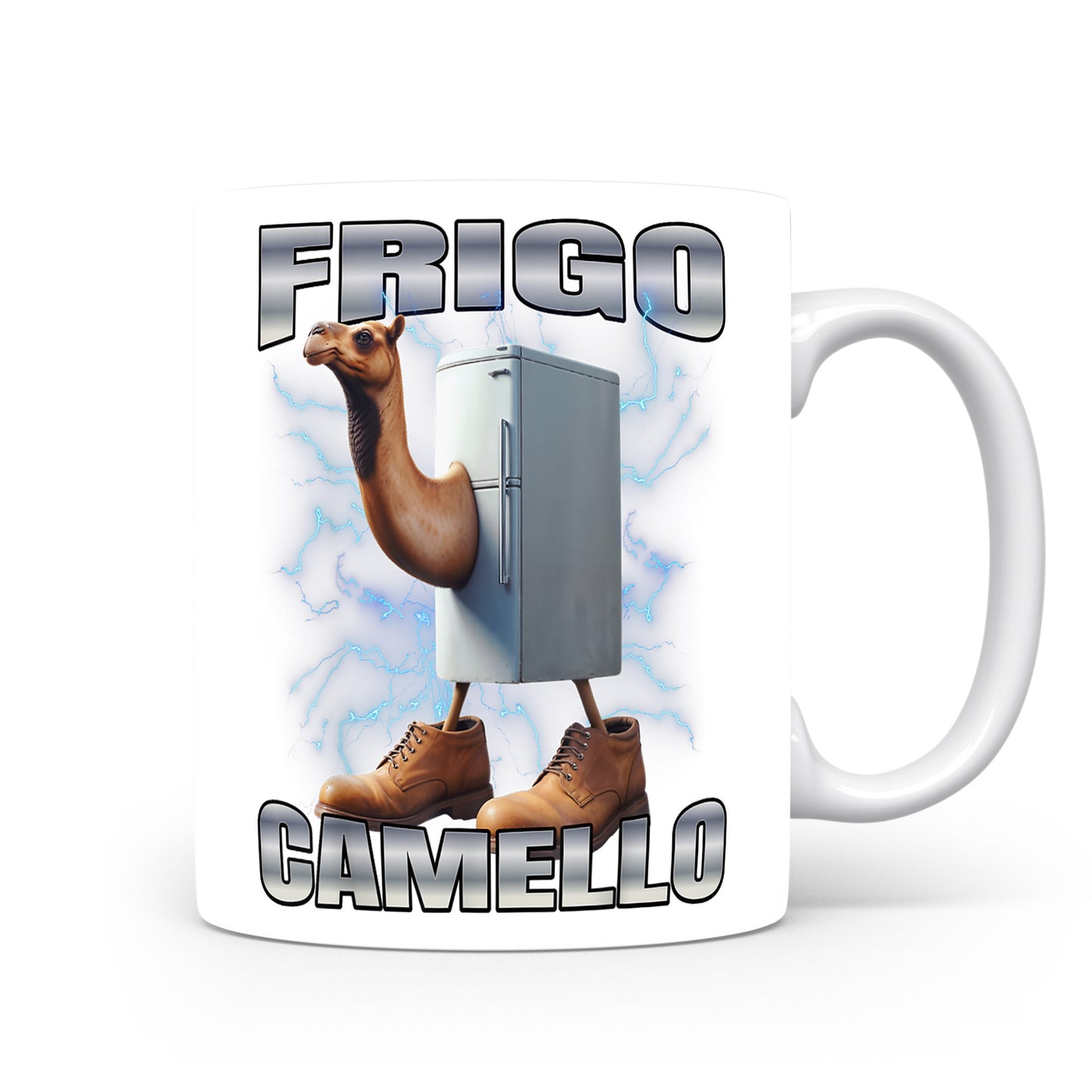 Hrnek s italským brainrotem – Frigo Camello — lednice na velbloudu