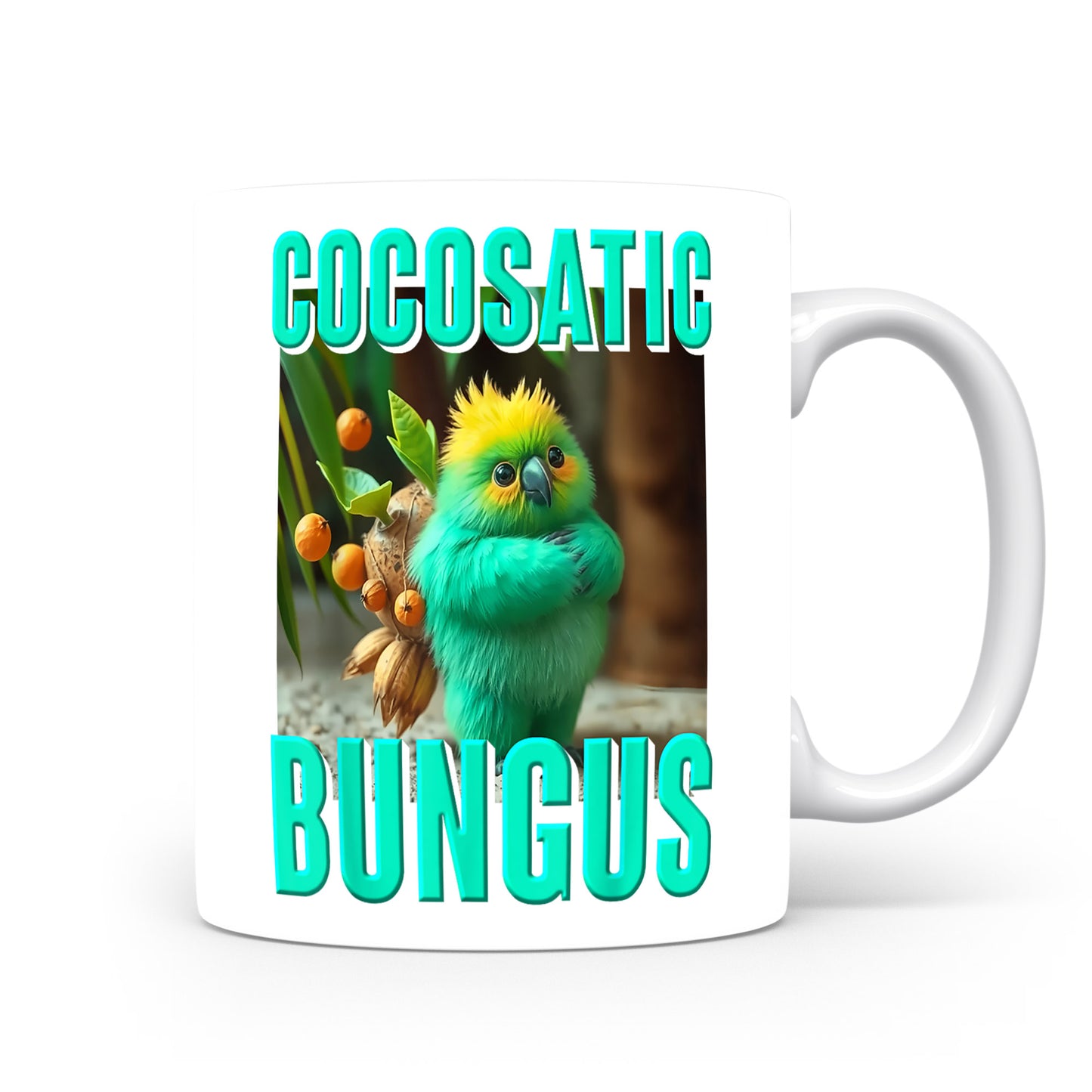 Hrnek s italským brainrotem – Cocosatic Bungus — zelený chlupáč