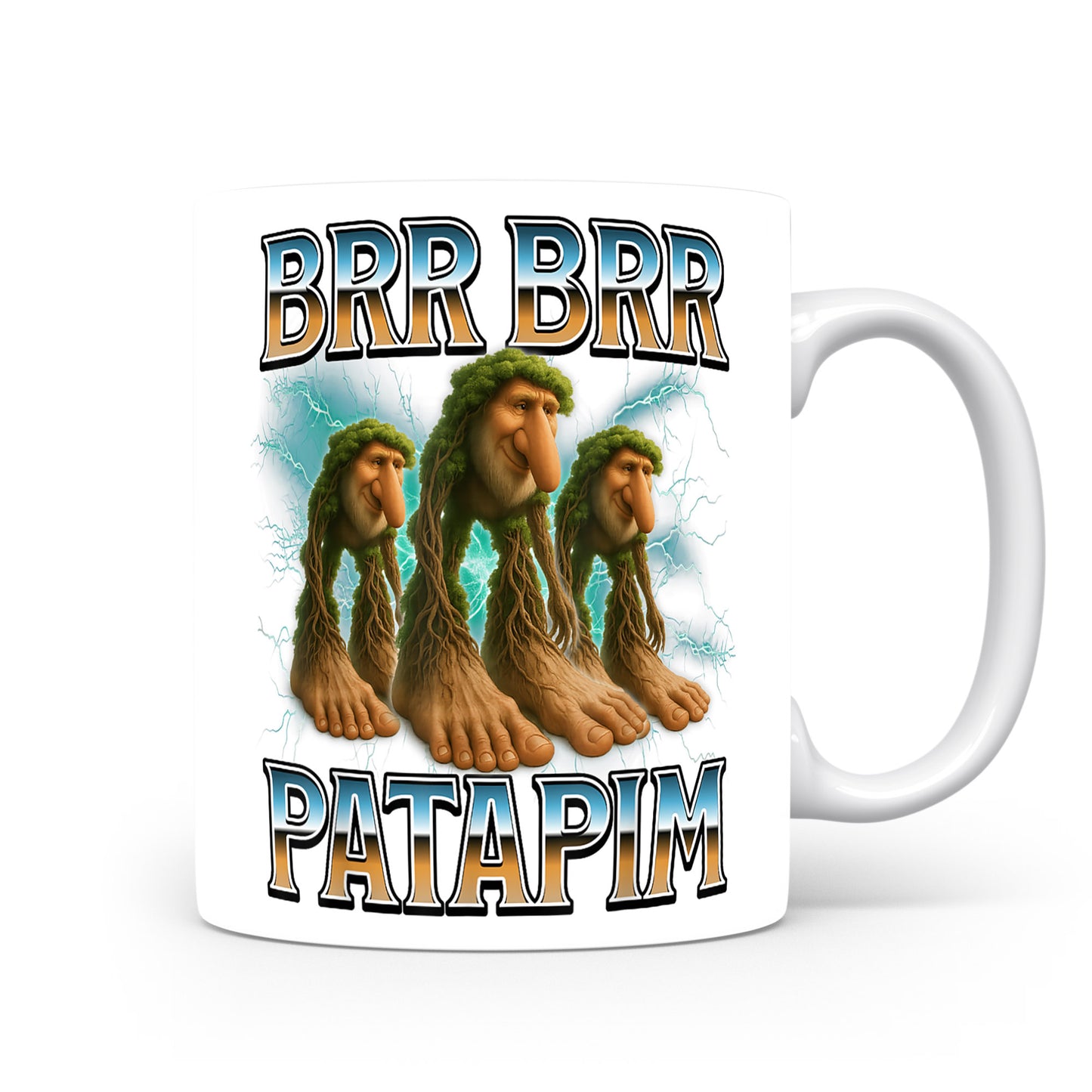 Hrnek s italským brainrotem – Brr Brr Patapim — trio vousáčů