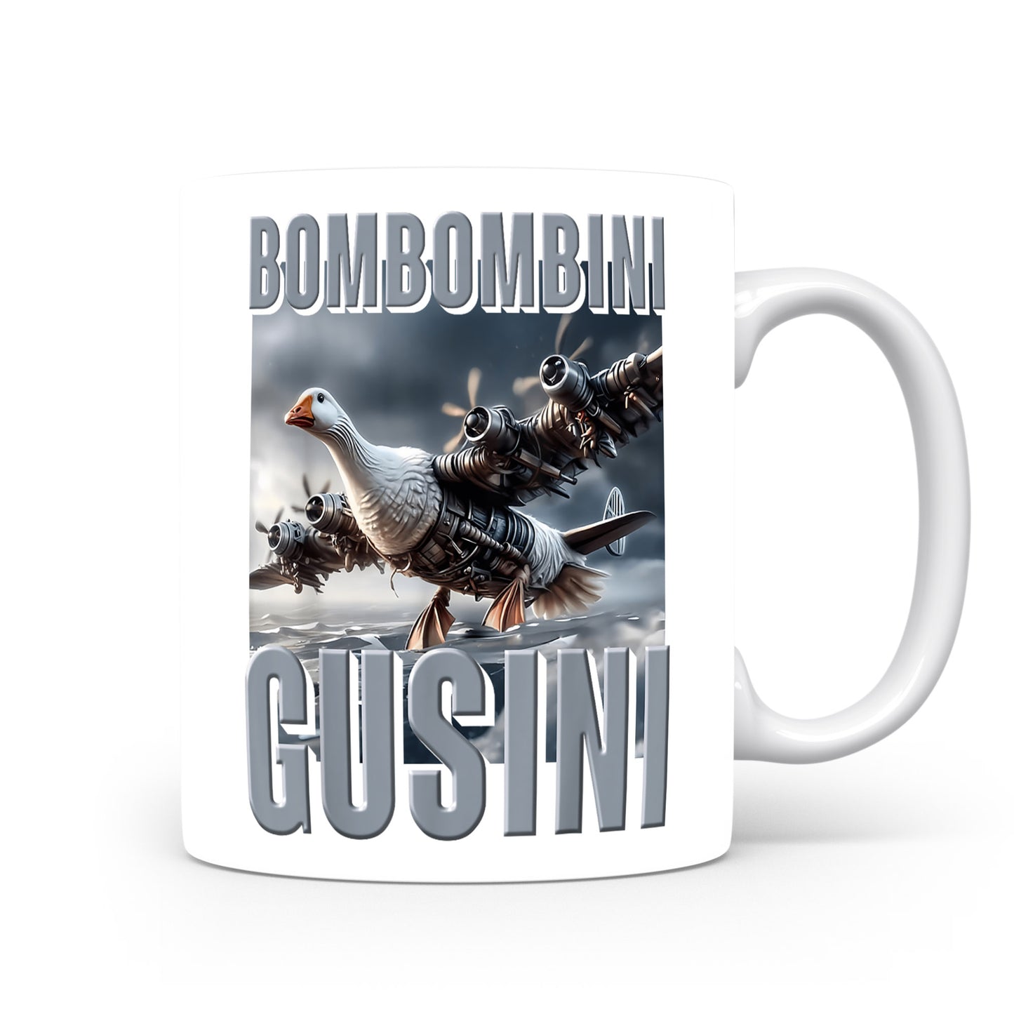 Hrnek s italským brainrotem – Bombombini Gusini — šedý kouř
