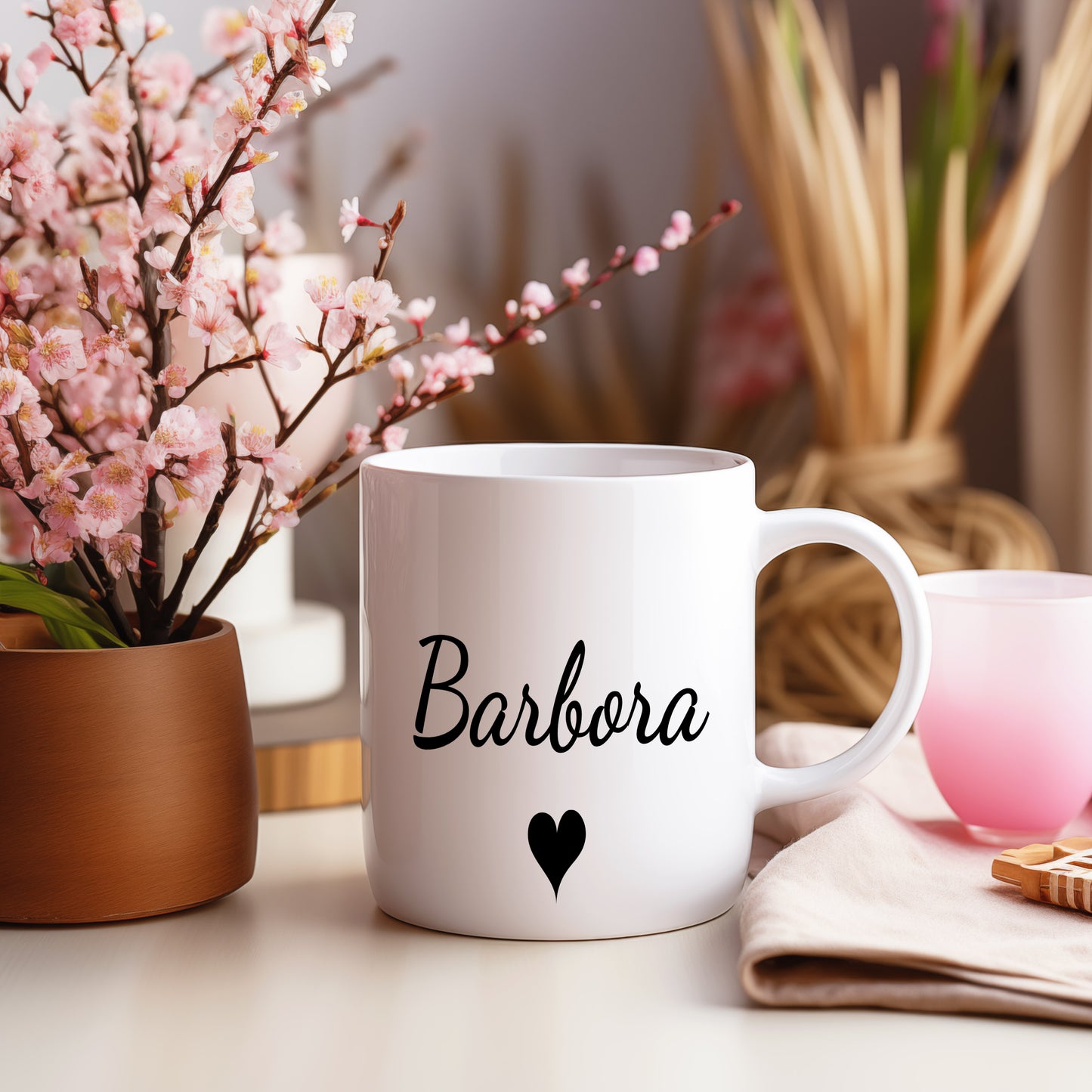 Hrnek se jménem Barbora – romantický styl se srdcem