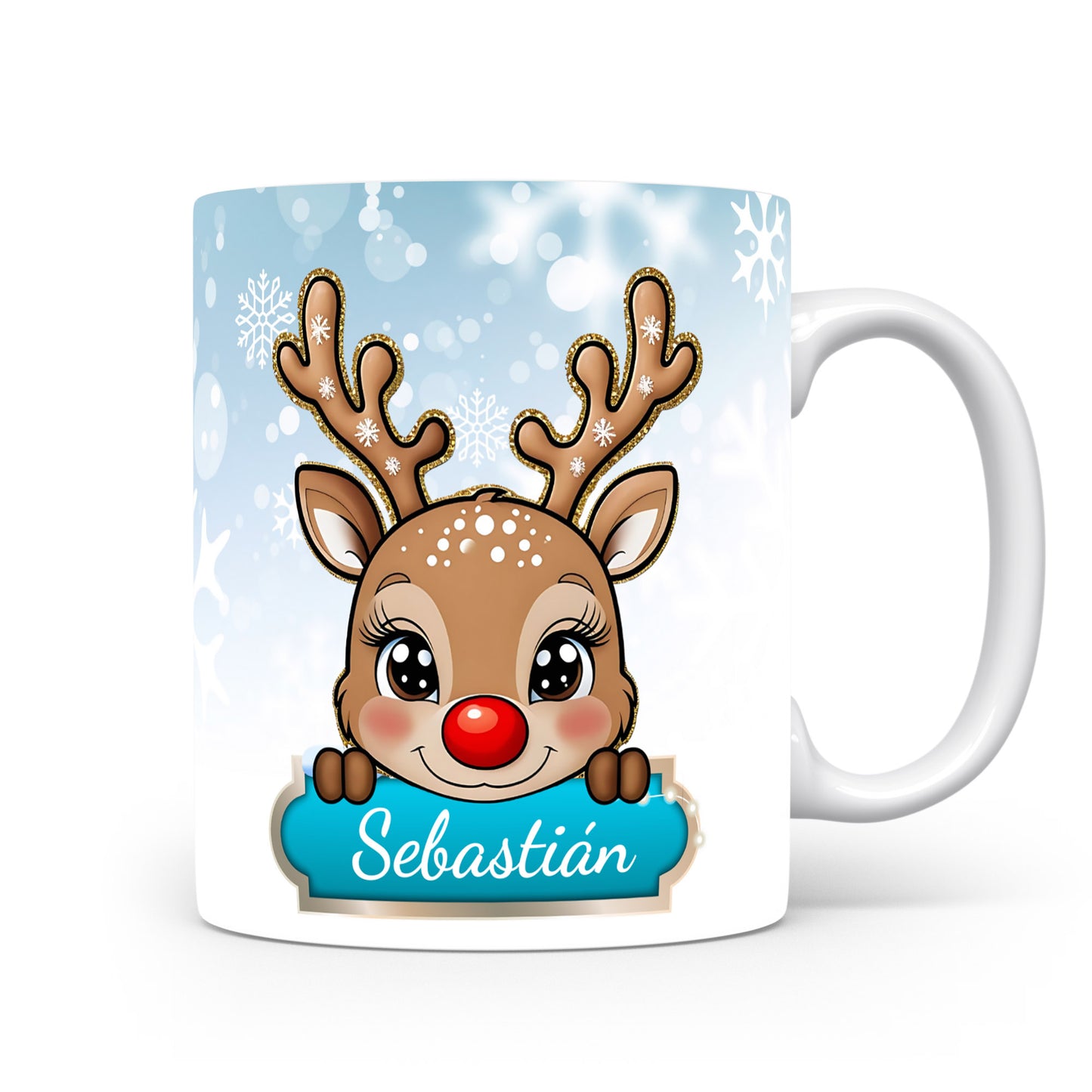 Dětský hrnek se jménem Sebastián | Sobí motiv pro kluky