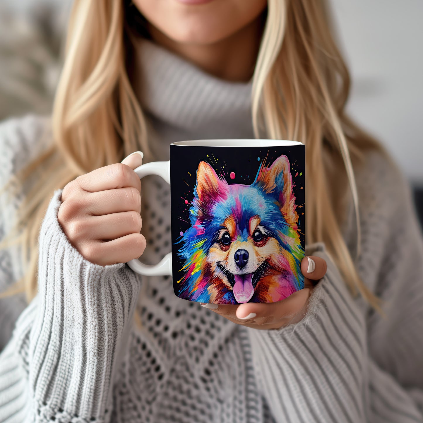 Hrnek s veselým úsměvem pomeraniana