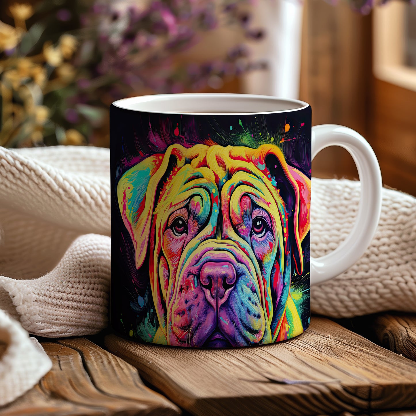 Hrnek s barevným motivem psa Shar Pei