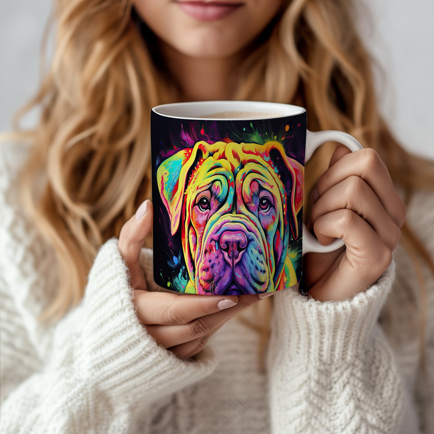Hrnek s barevným motivem psa Shar Pei