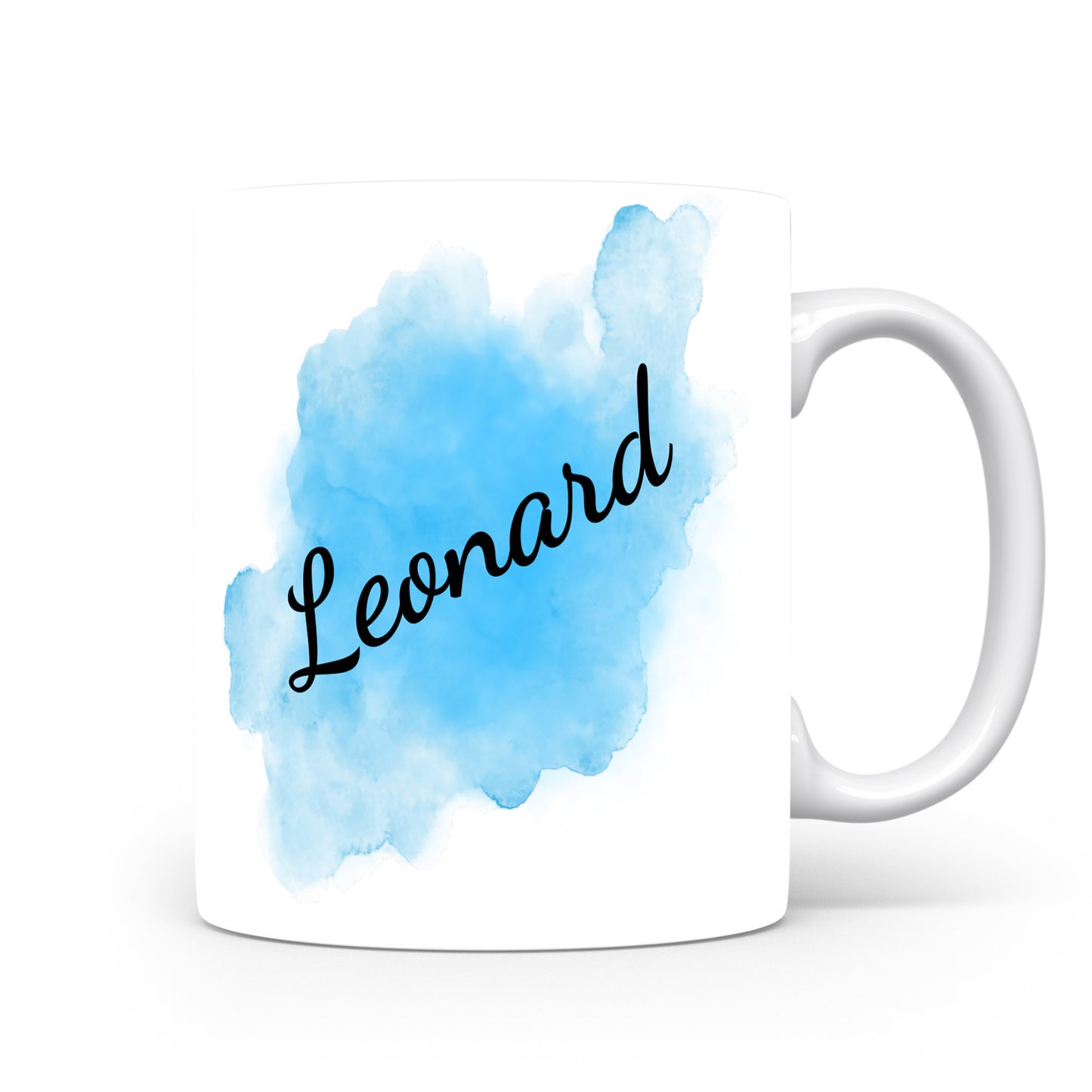 Hrnek se jménem Leonard | Modrý akvarelový hrnek