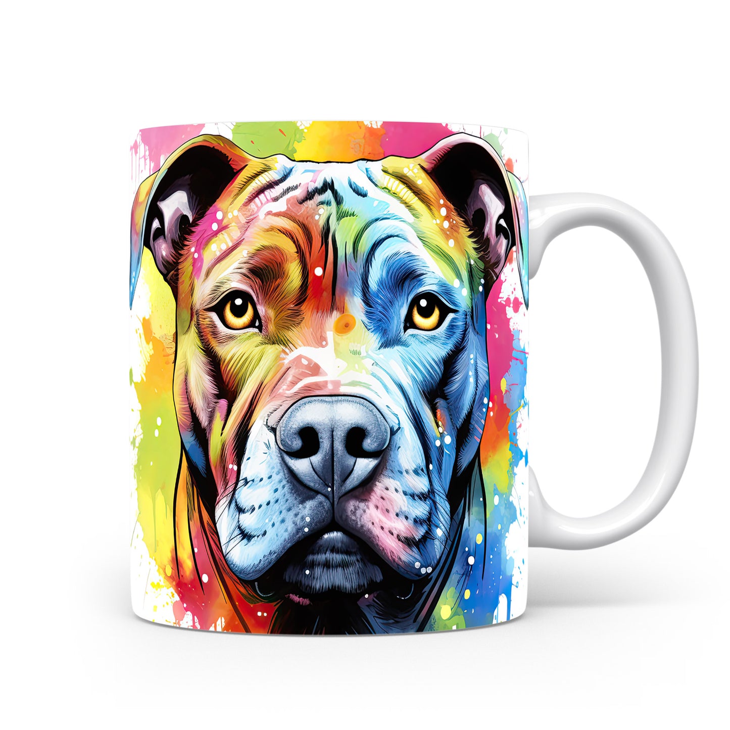 Hrnek americký pitbulteriér v duhových barvách