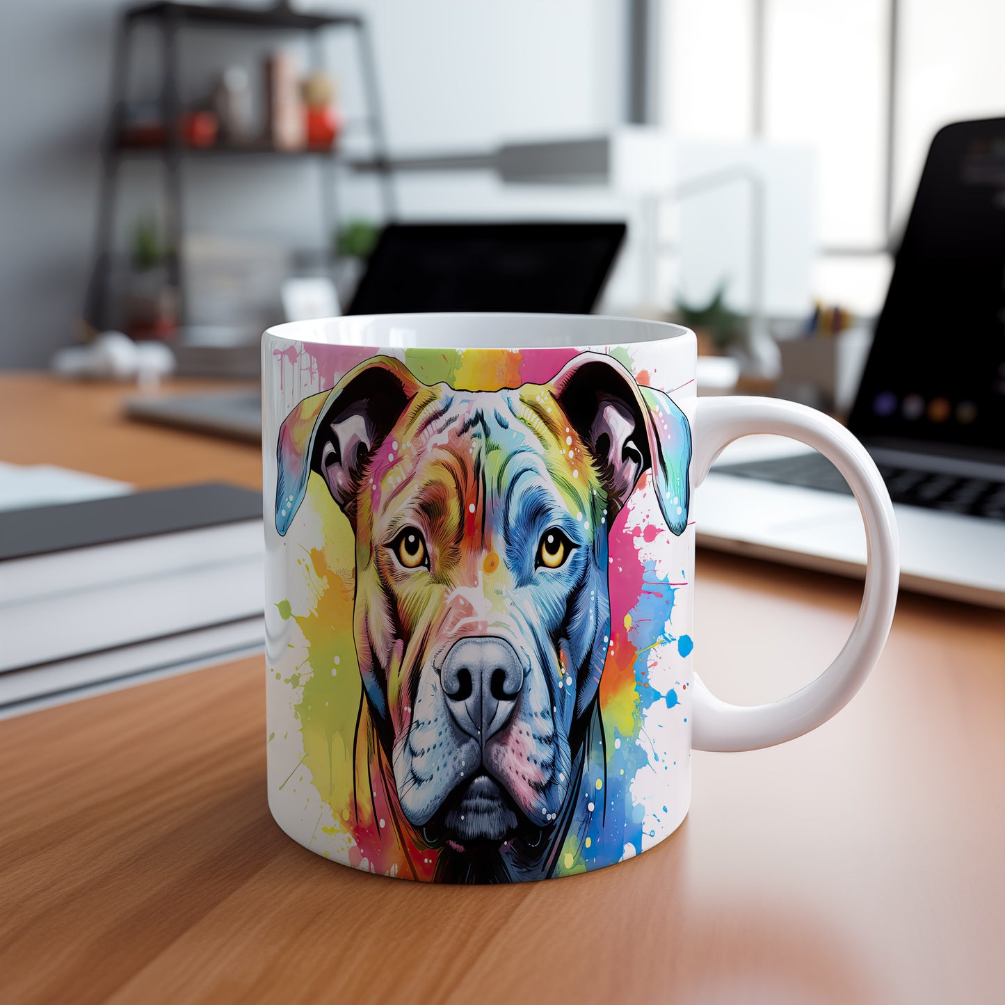 Hrnek americký pitbulteriér v duhových barvách