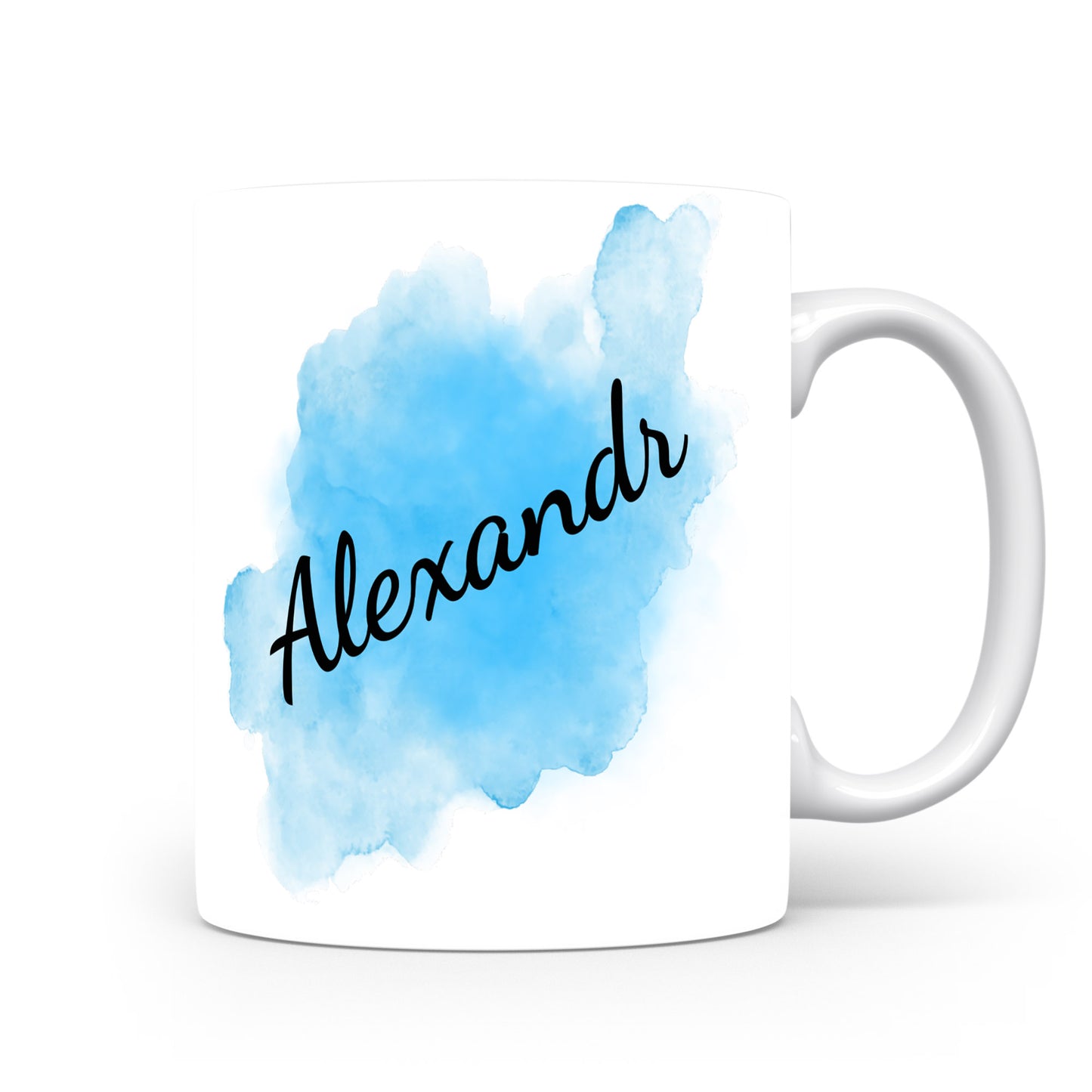 Hrnek se jménem Alexandr | Modrý akvarelový hrnek