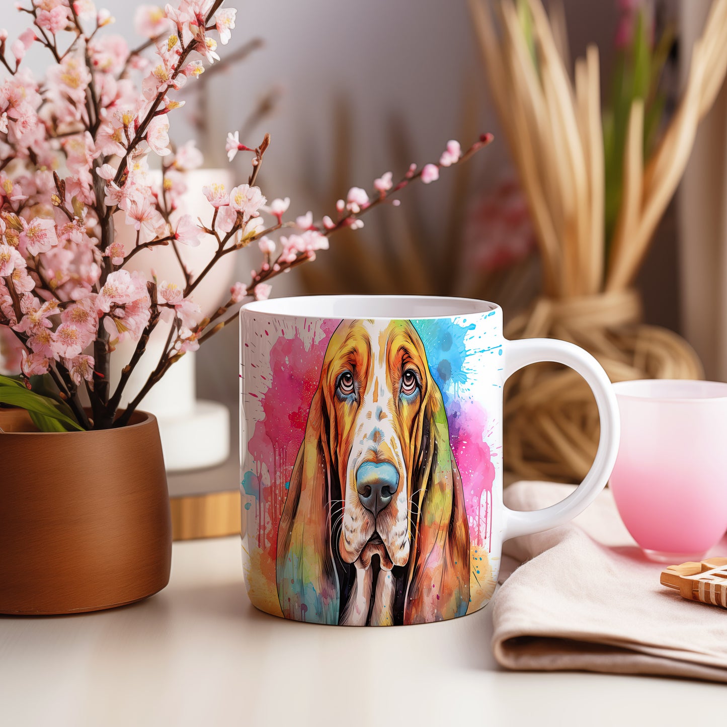 Hrnek s ilustrací basenji psa
