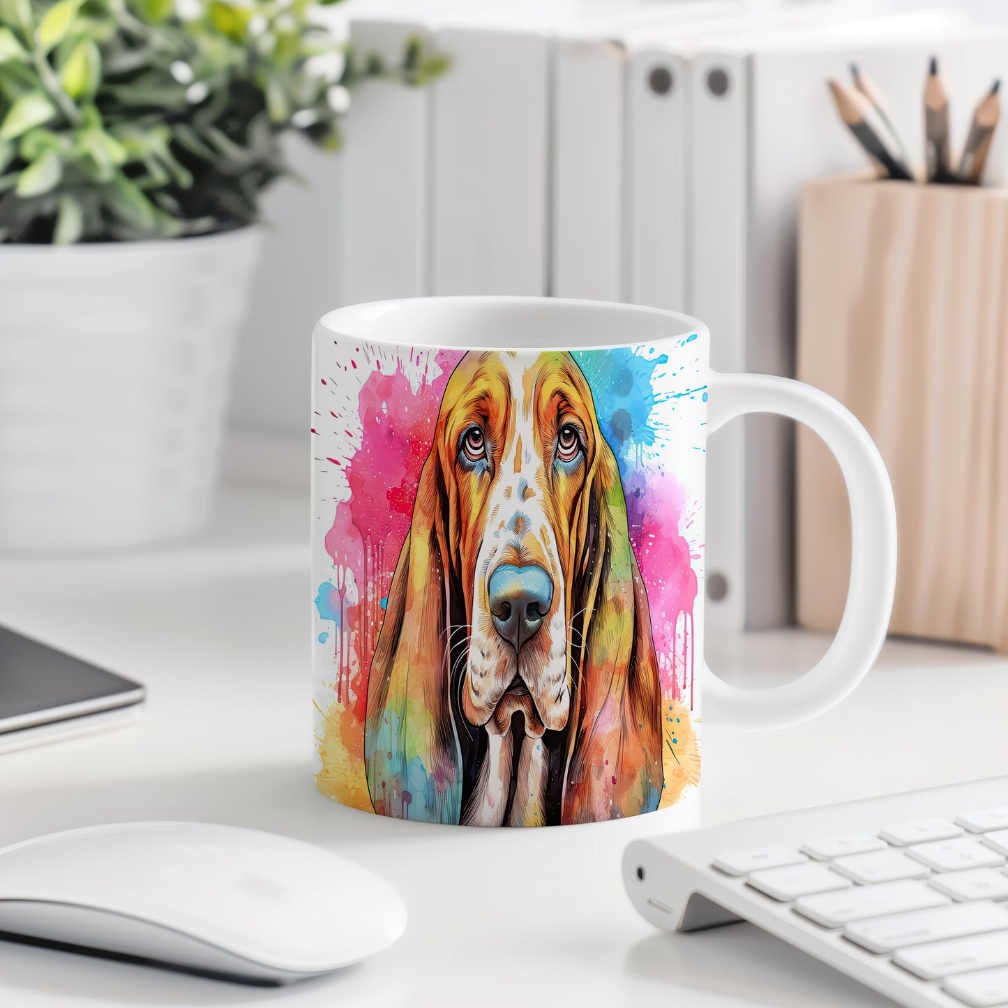 Hrnek s ilustrací basenji psa