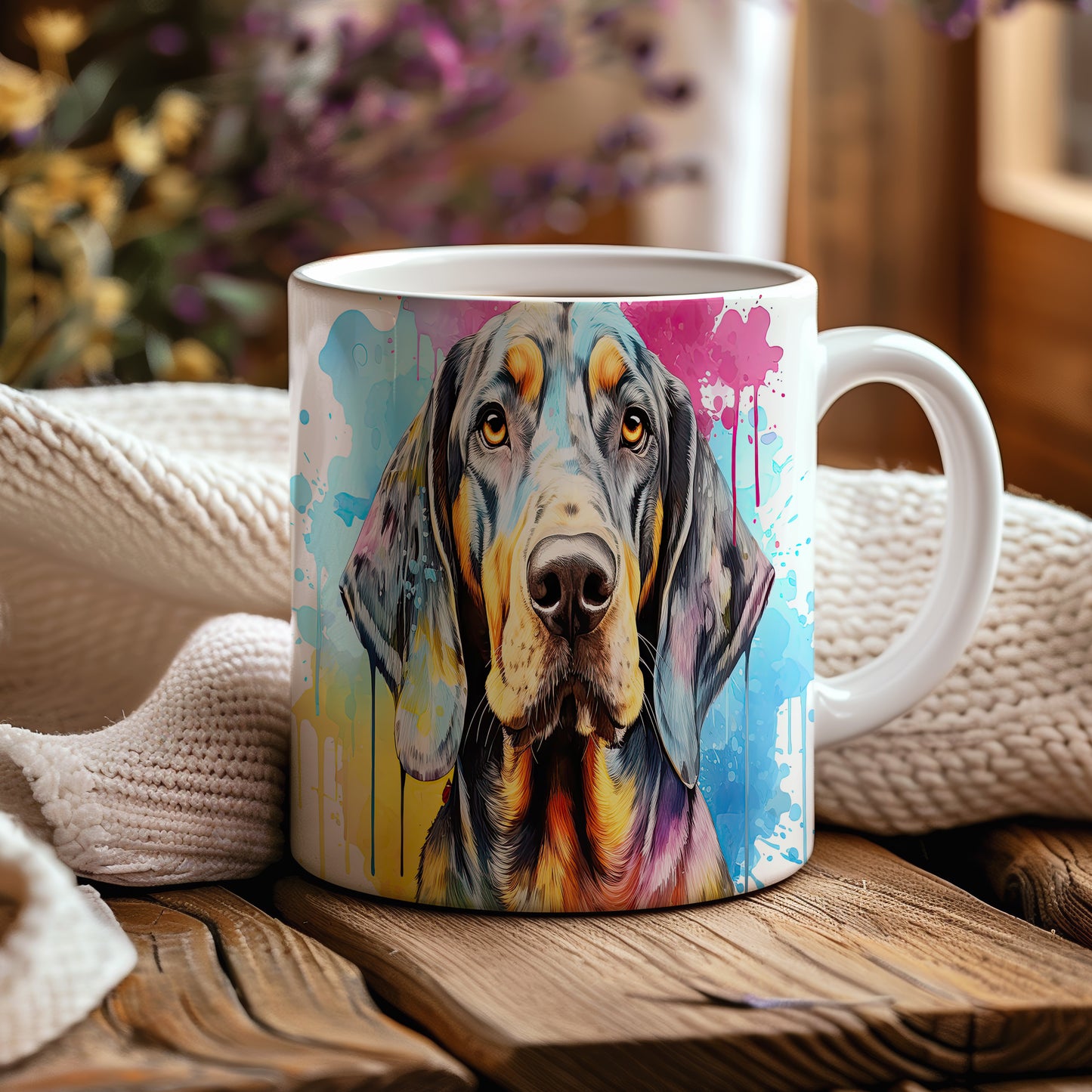 Hrnek s barevným coonhound pro milovníky psů