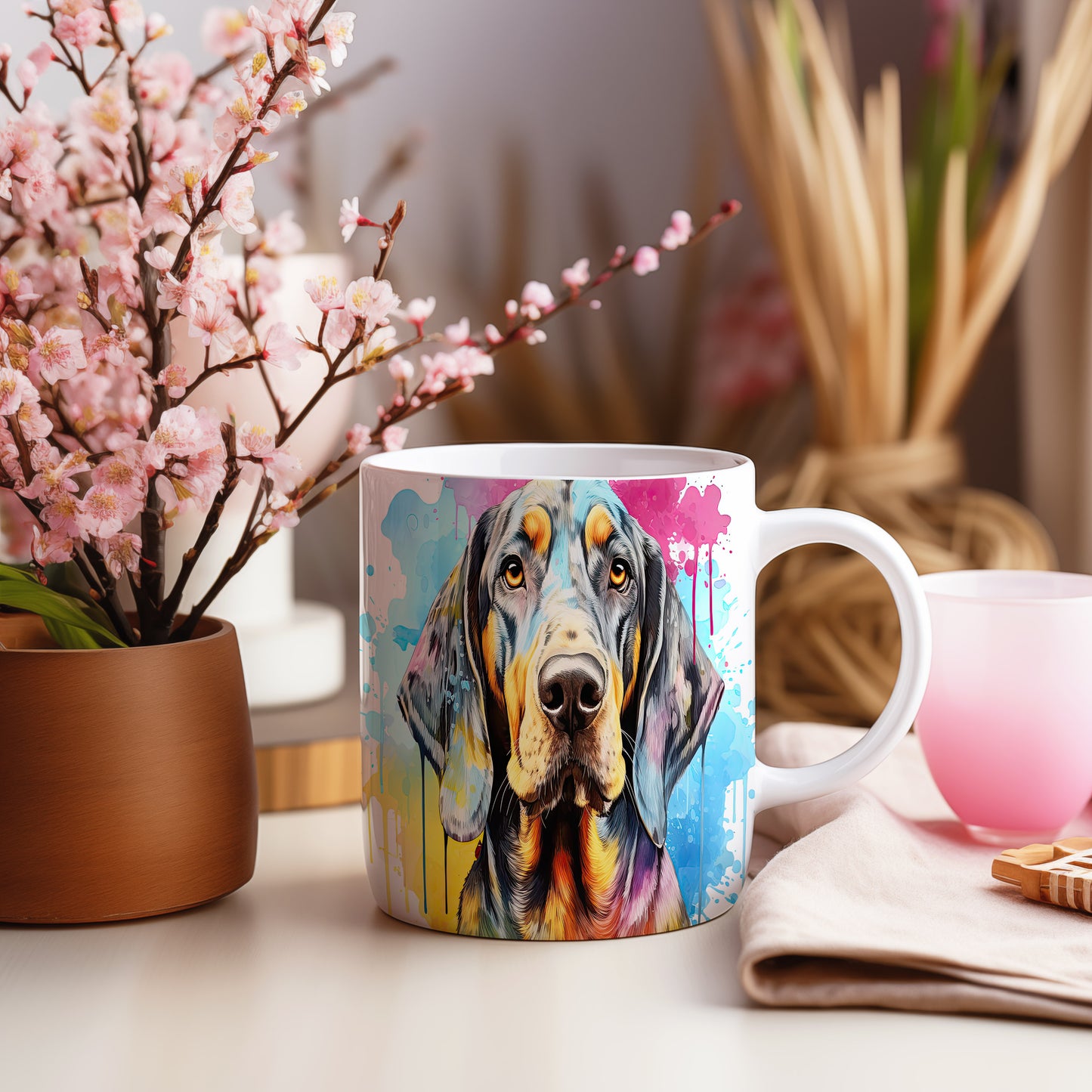 Hrnek s barevným coonhound pro milovníky psů