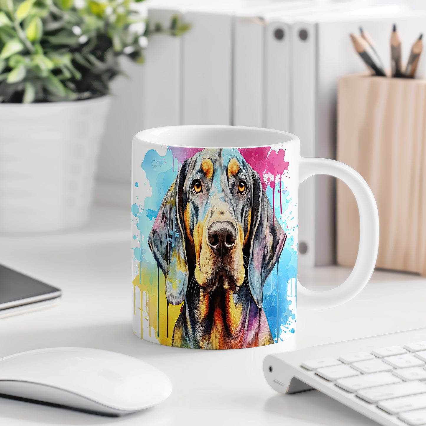 Hrnek s barevným coonhound pro milovníky psů