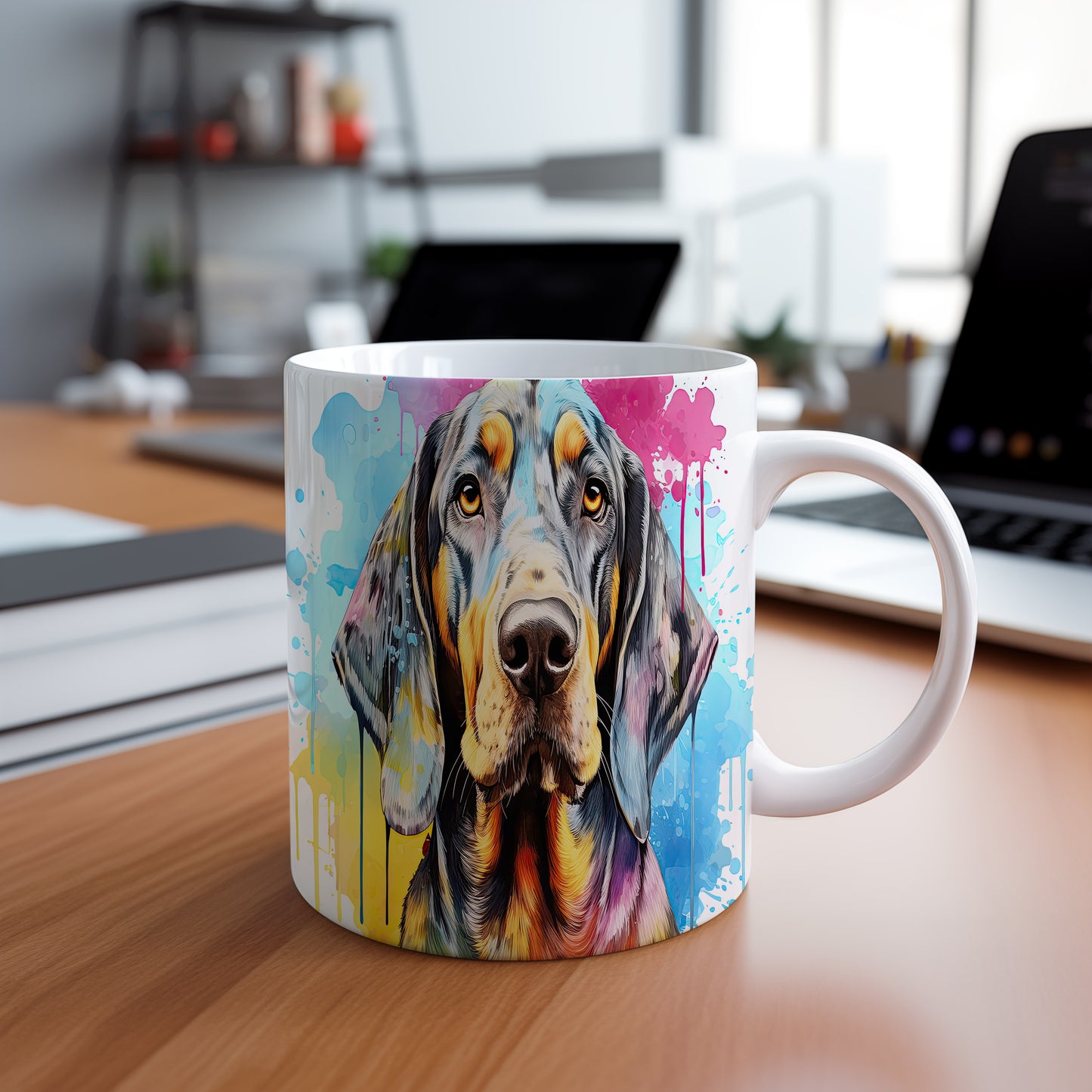 Hrnek s barevným coonhound pro milovníky psů