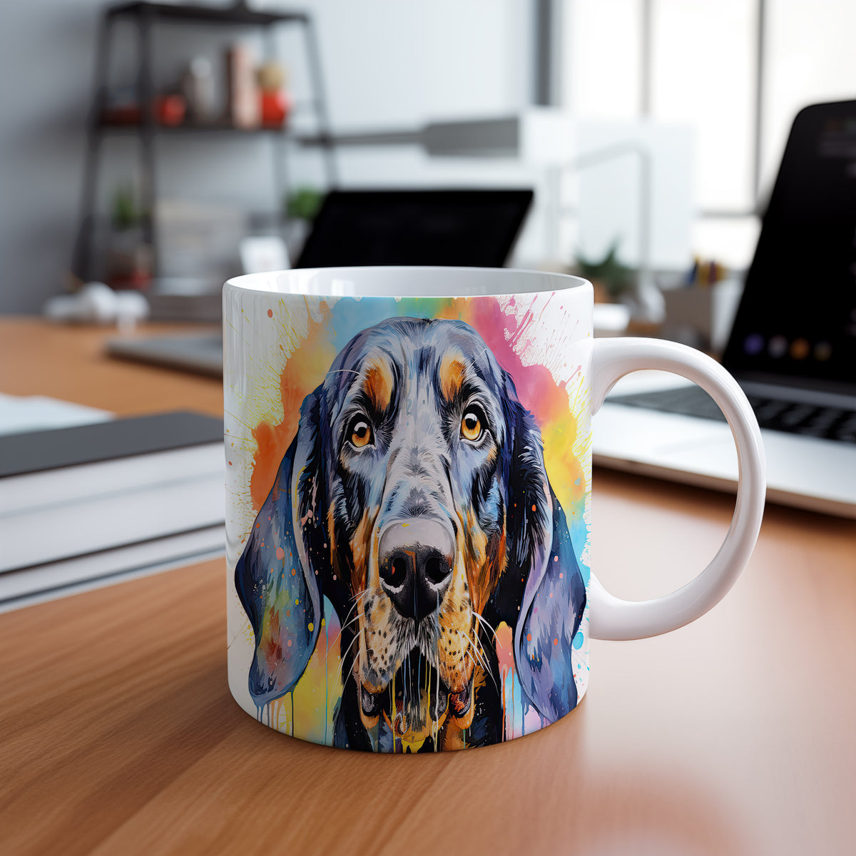 Hrnek s uměleckým portrétem coonhound