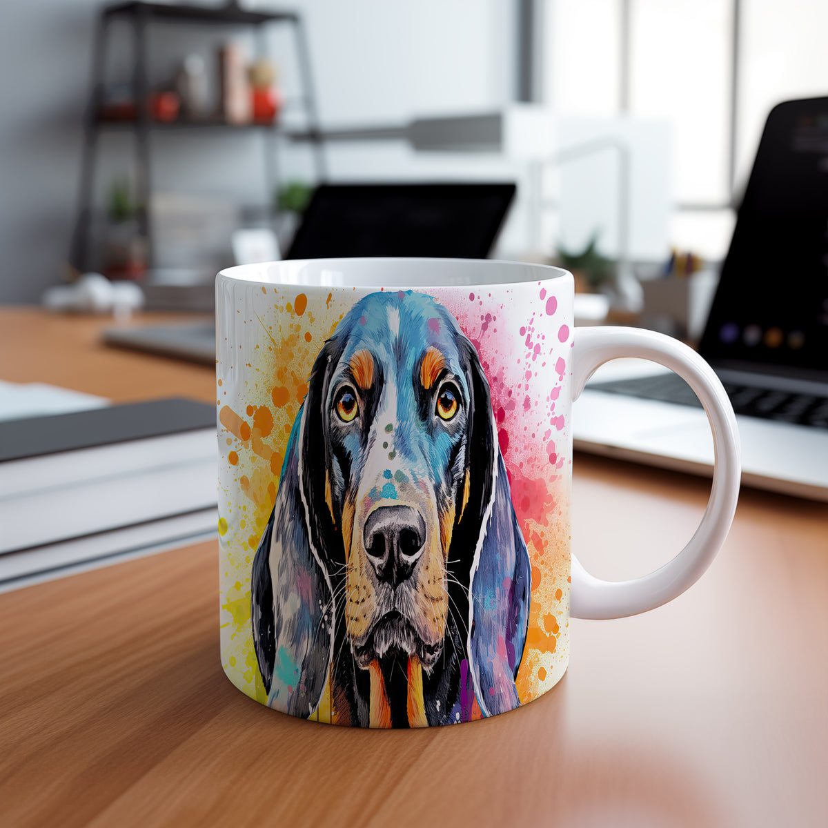 Hrnek s barevným portrétem coonhound