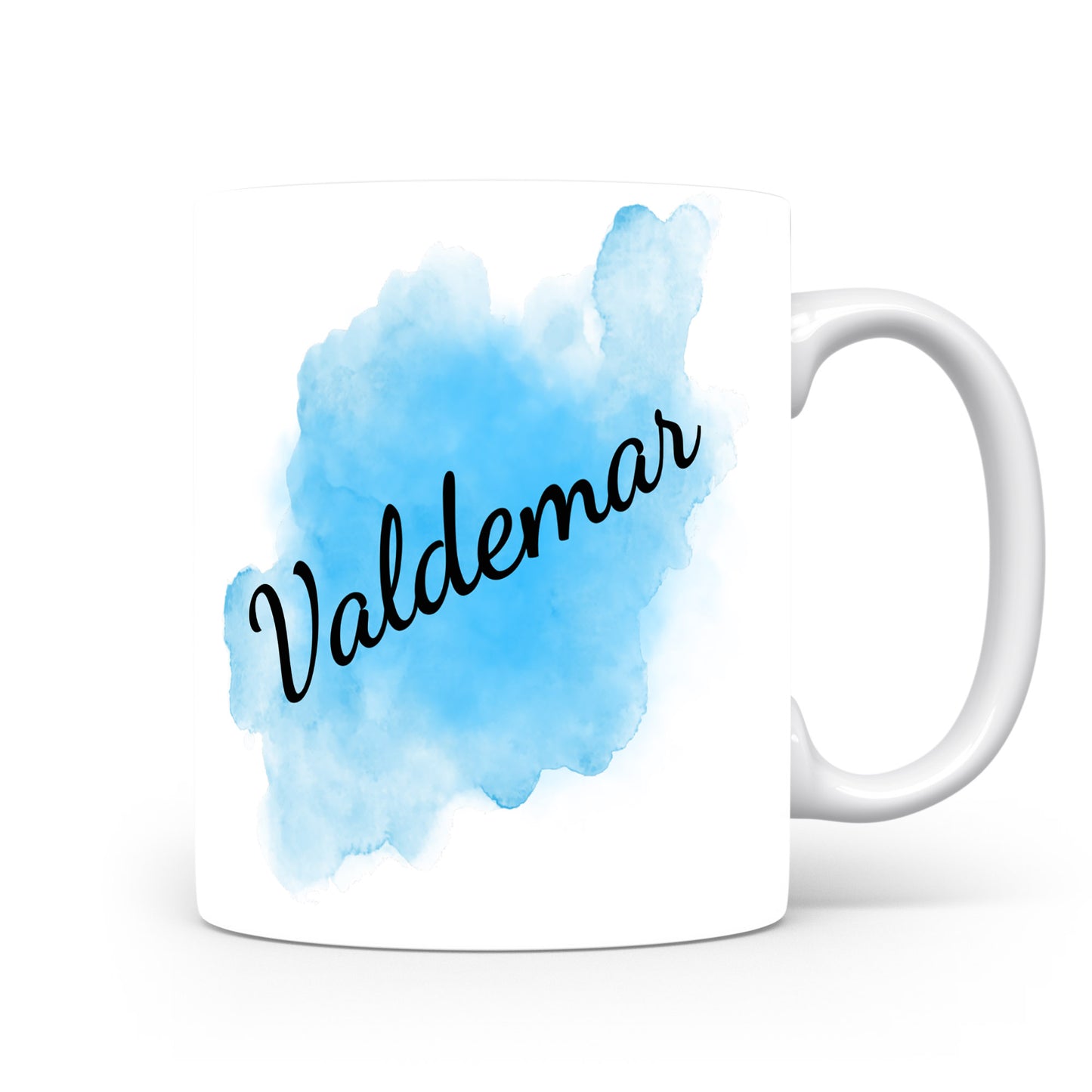 Hrnek se jménem Valdemar | Modrý akvarelový hrnek
