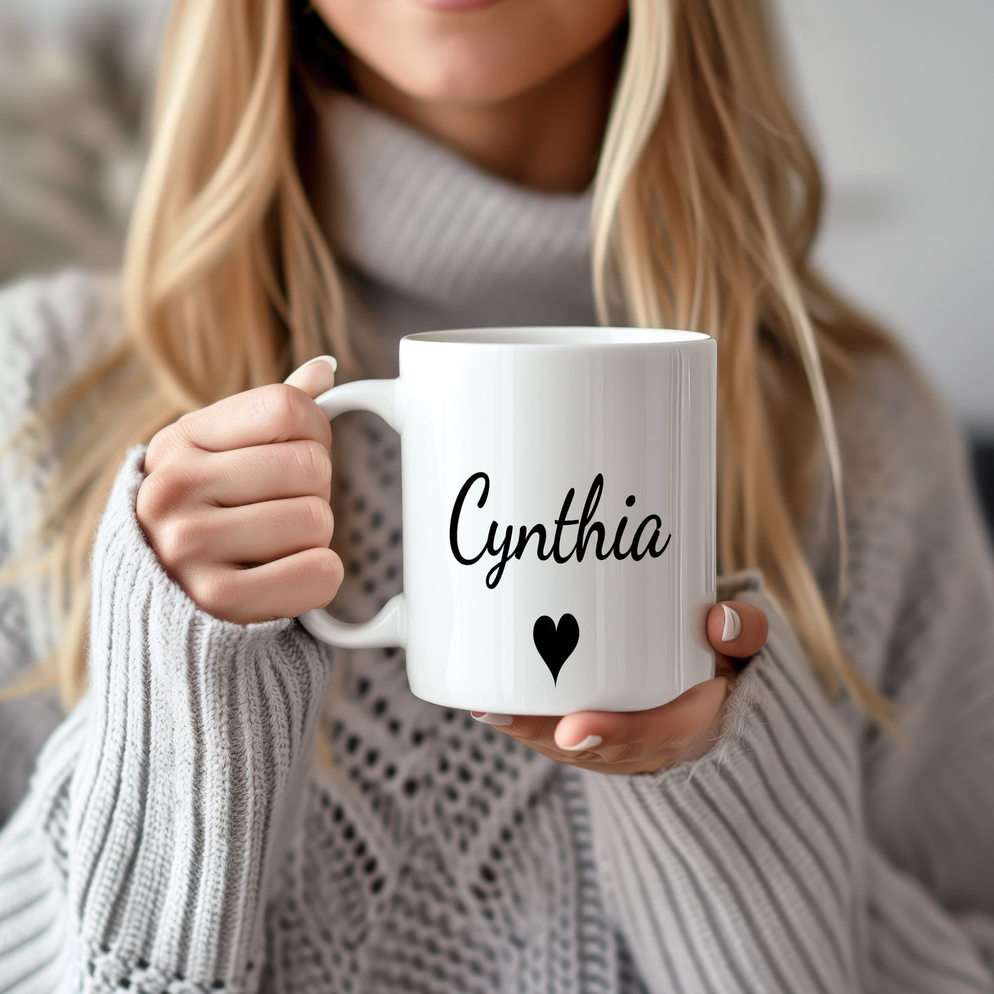 Hrnek se jménem Cynthia – romantický styl se srdcem