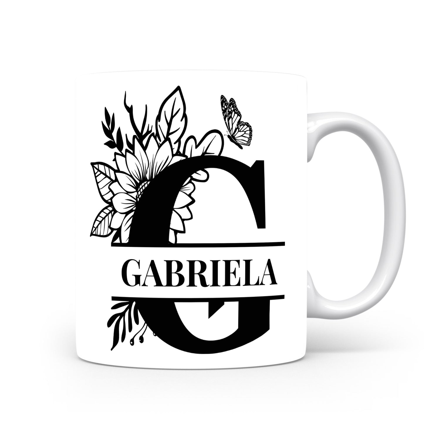 Hrnek se jménem Gabriela | Květinový monogram