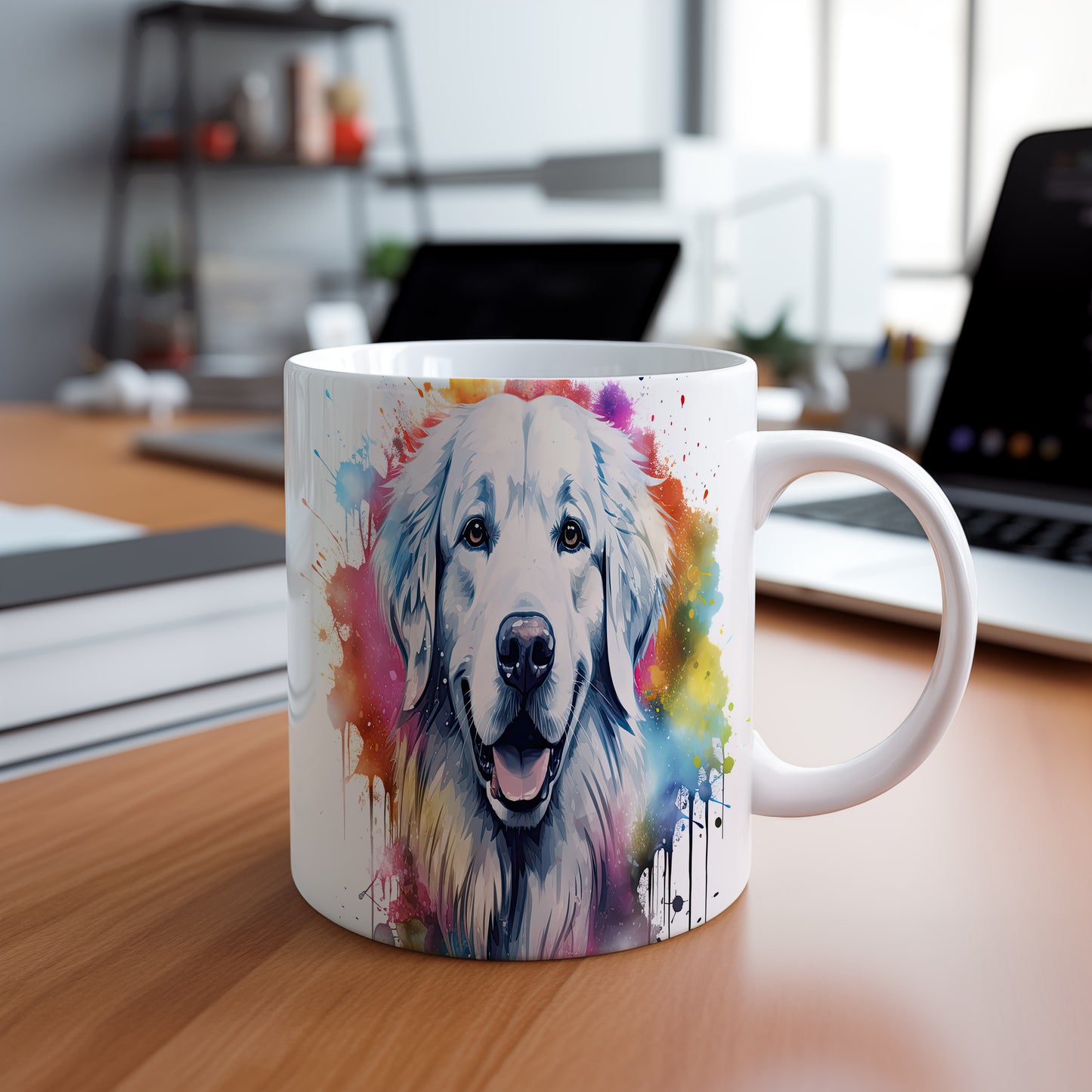 Hrnek s retrívrem v barevném stylu