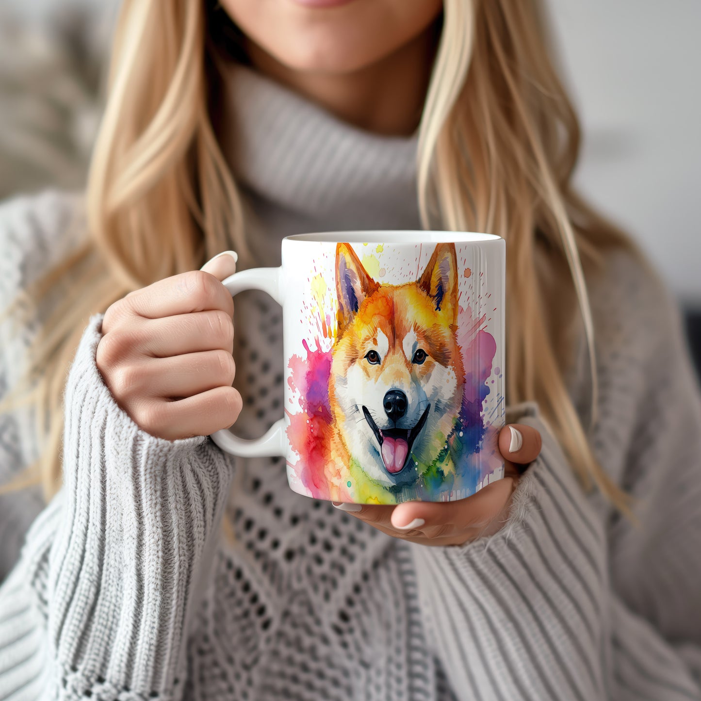 Hrnek s roztomilým akita psem