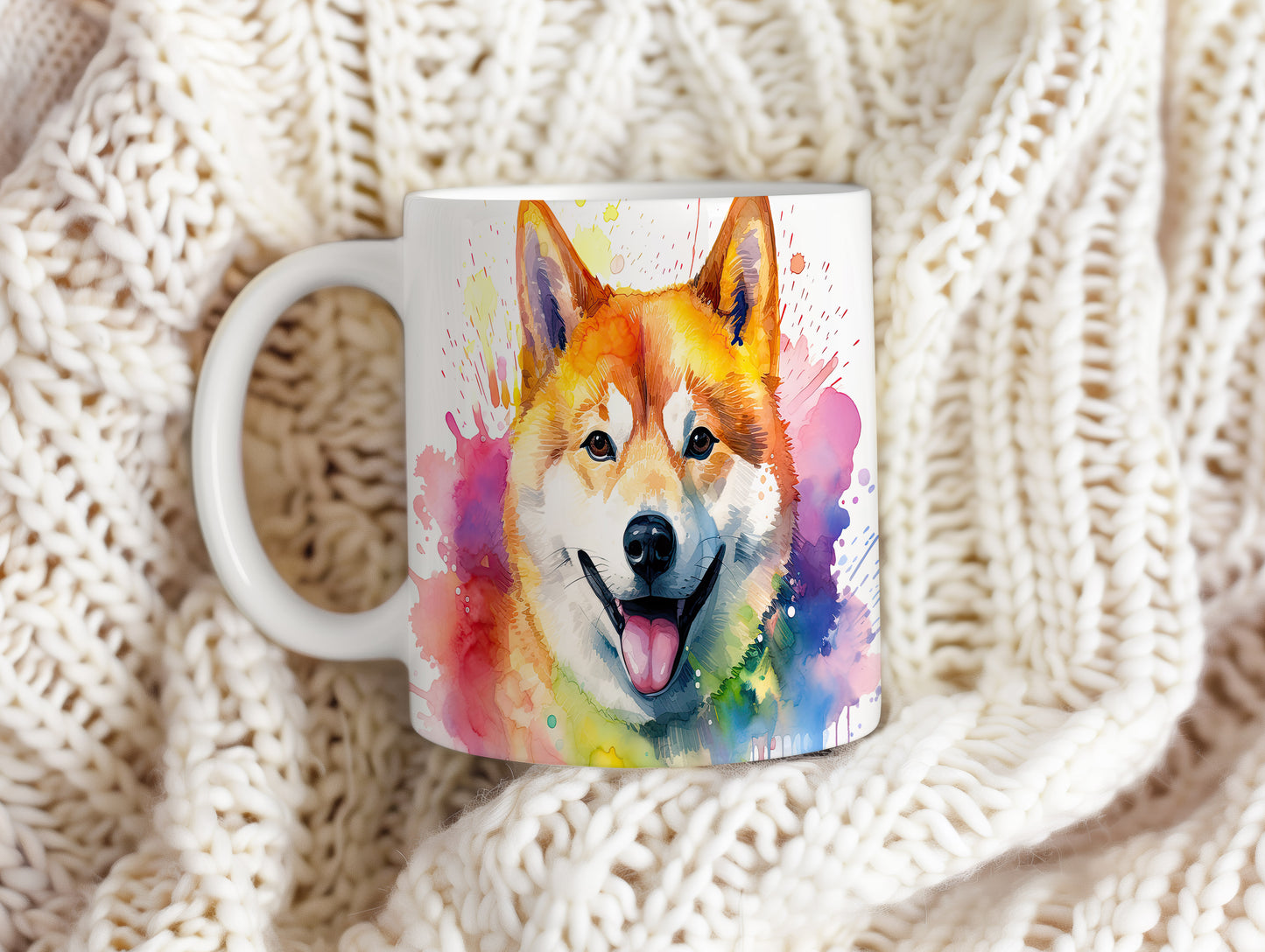 Hrnek s roztomilým akita psem