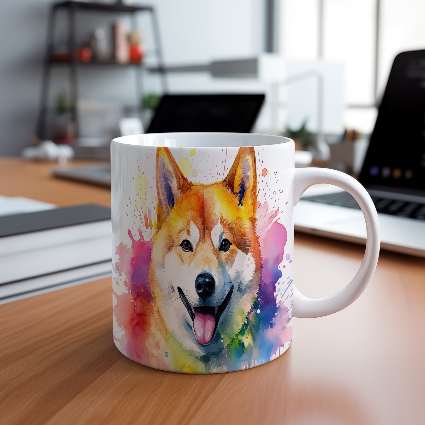 Hrnek s roztomilým akita psem