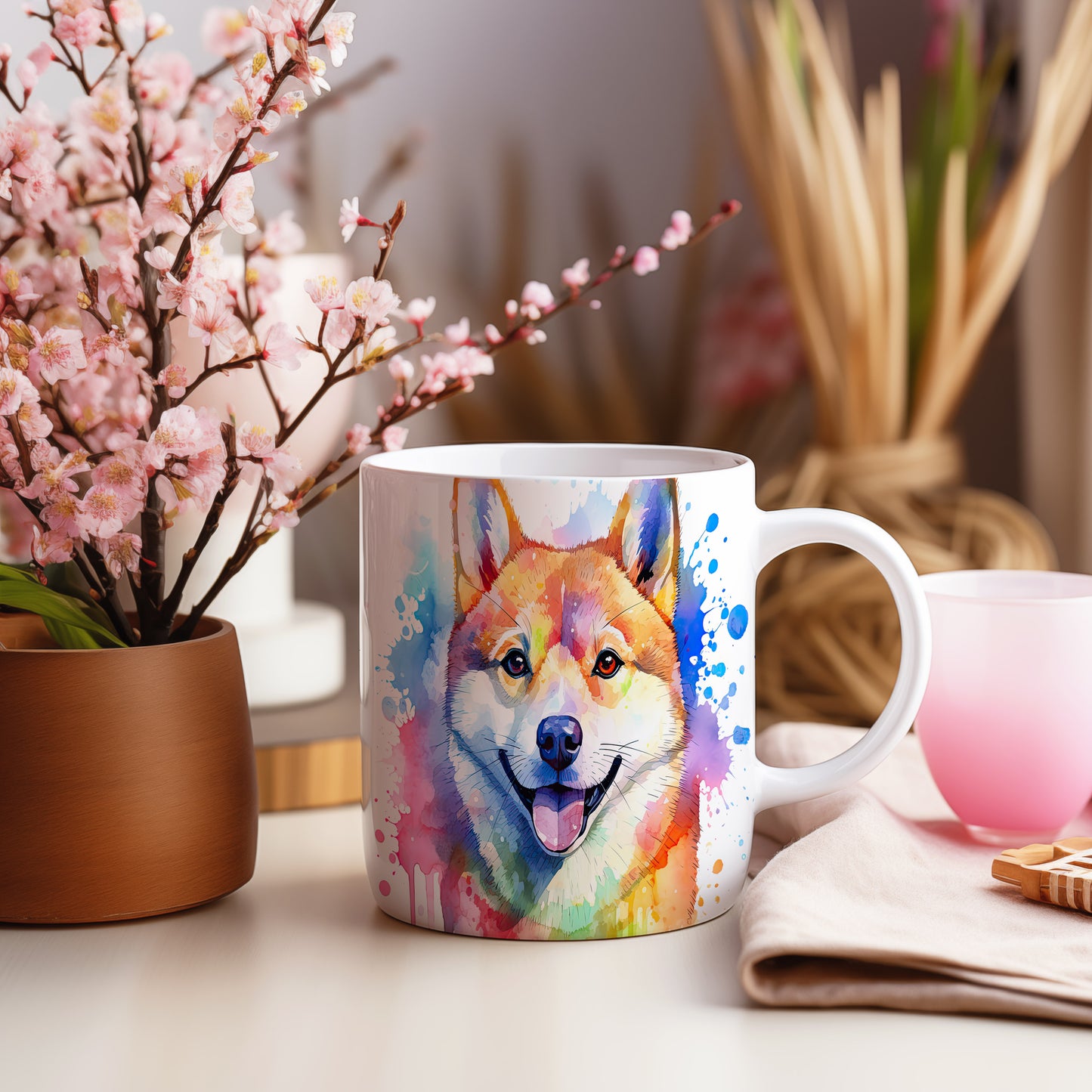 Hrnek s veselým úsměvem shiba inu