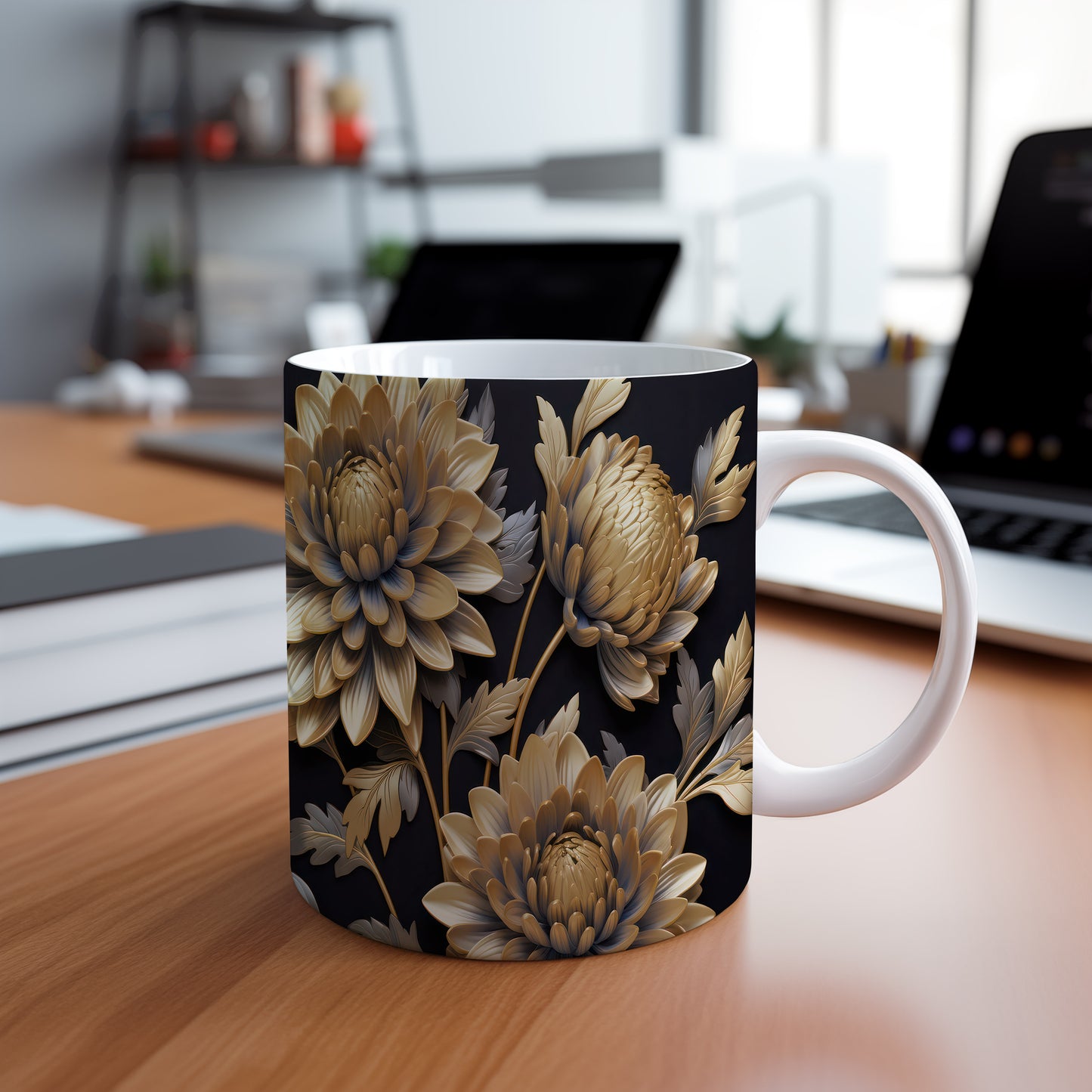 Hrnek s květinovým motivem – výrazným designem