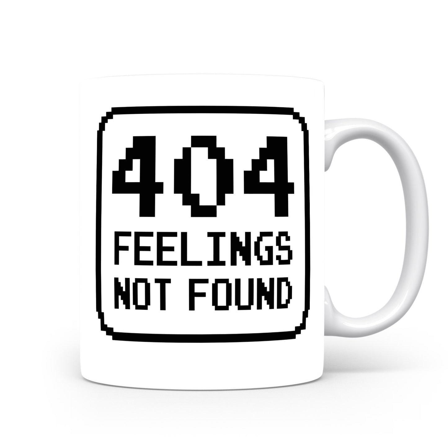 Hrnek s vtipným nápisem – 404 FEELINGS