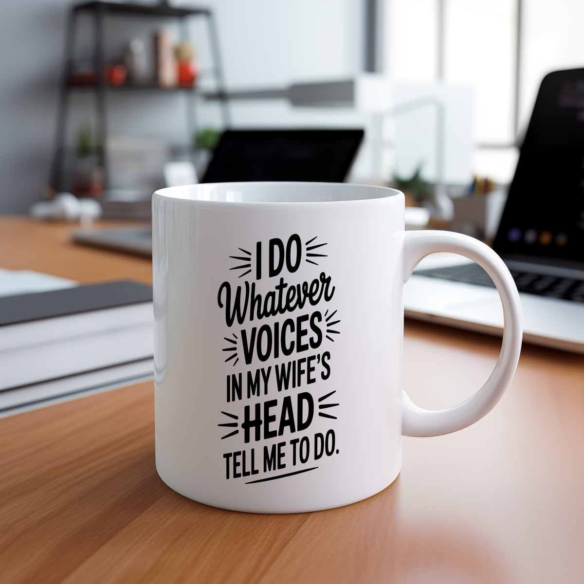 Hrnek s vtipným nápisem – I DO WHATEVER VOICES