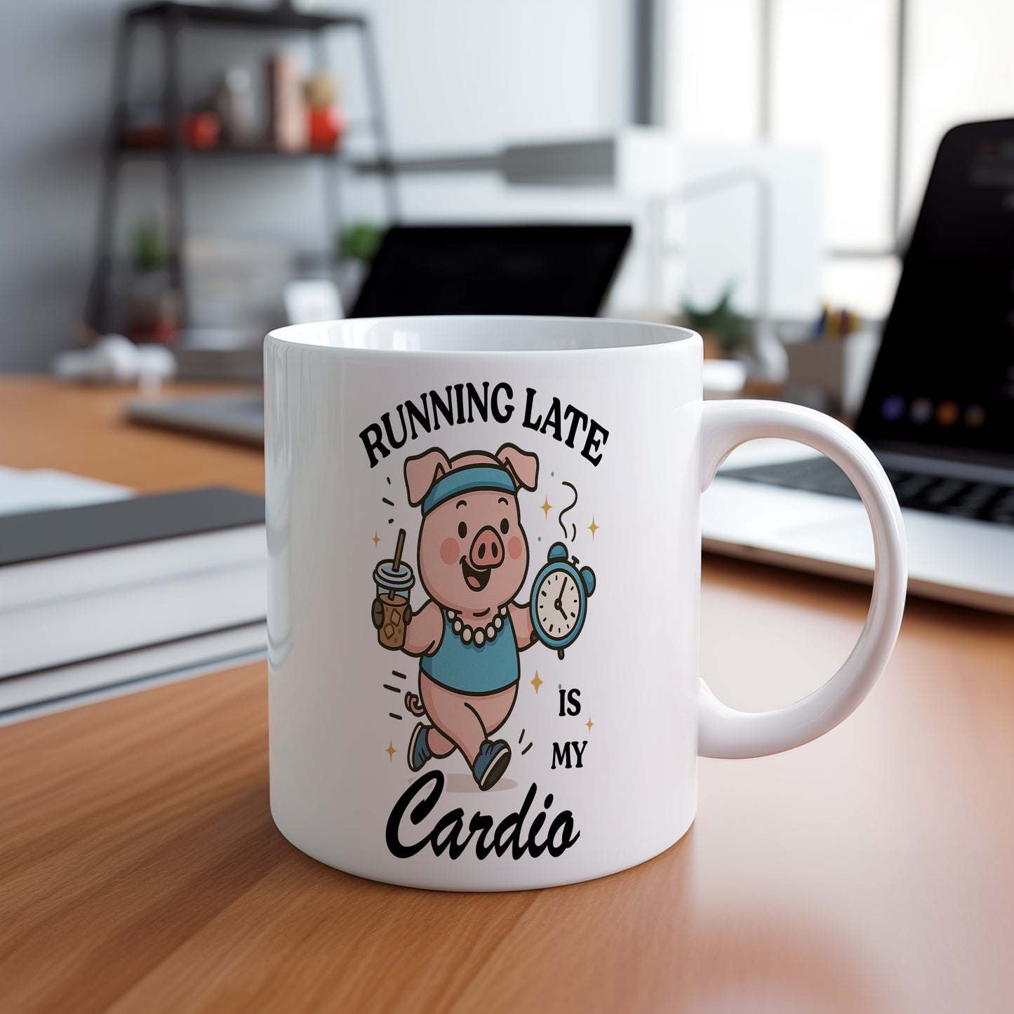 Hrnek s vtipným nápisem – Running Late