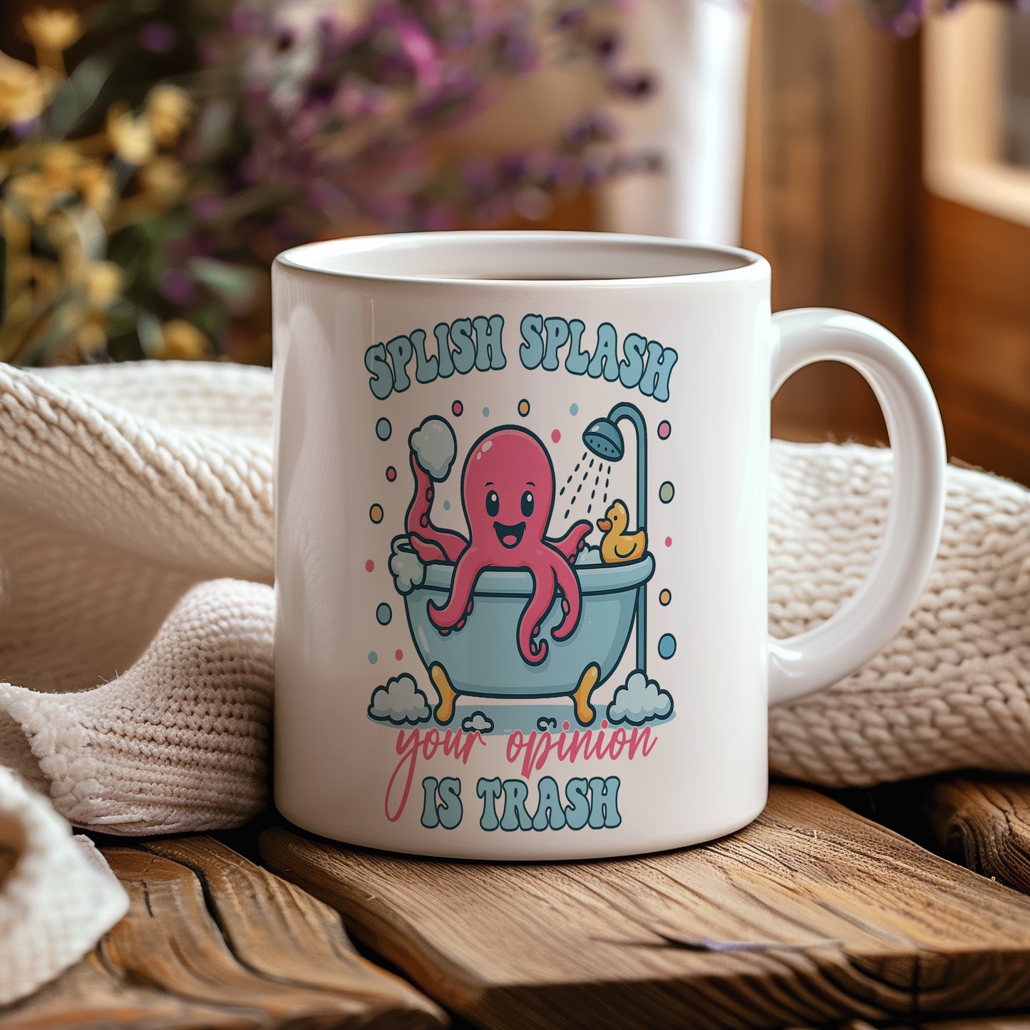 Hrnek s vtipným nápisem – SPLISH SPLASH
