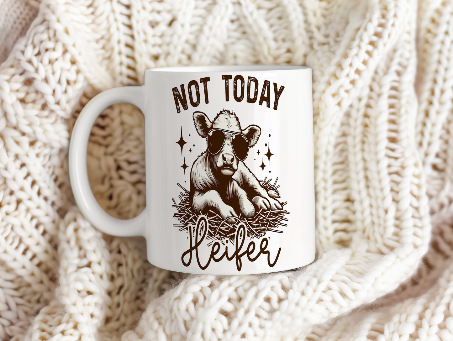 Hrnek s vtipným nápisem – NOT TODAY – černobílý motiv