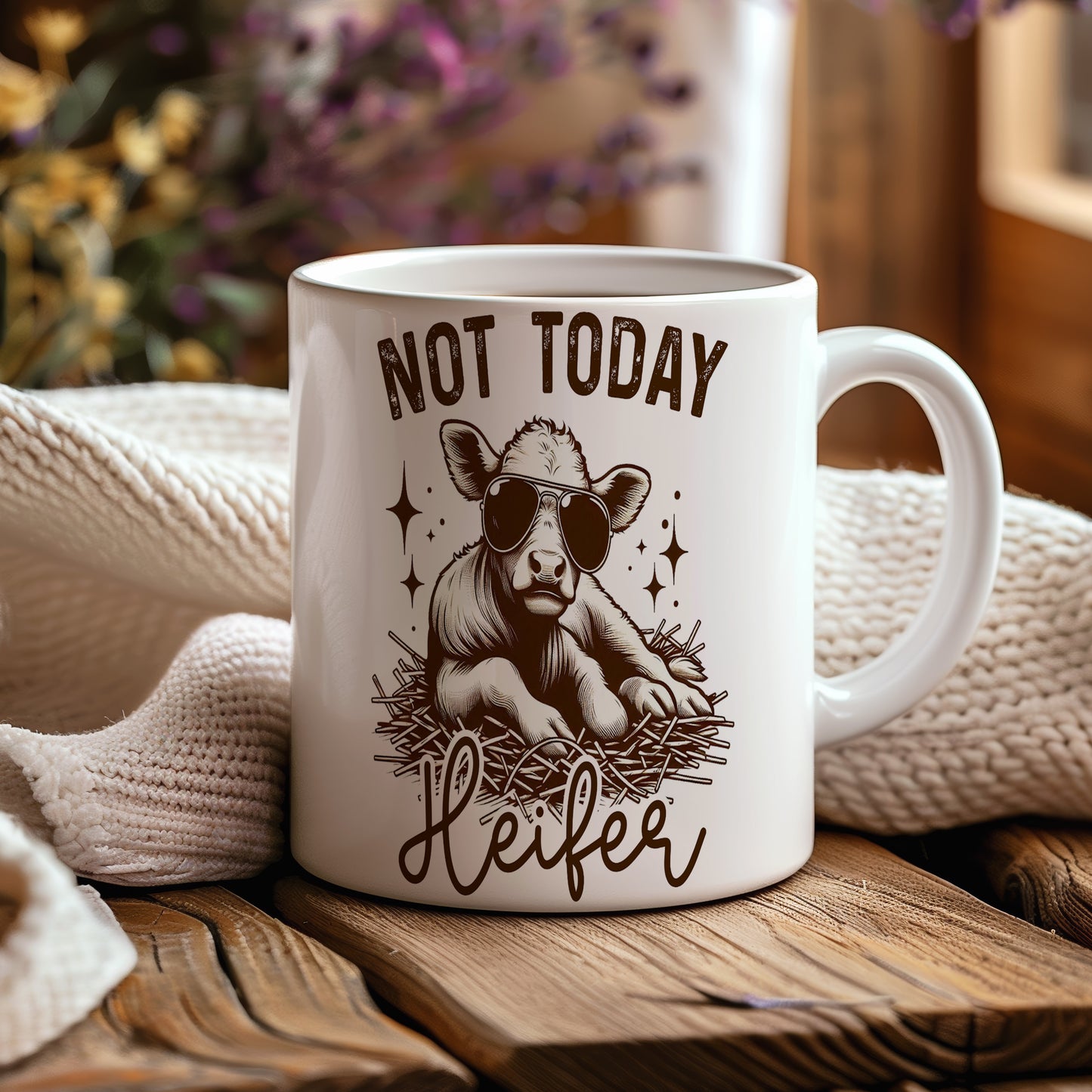 Hrnek s vtipným nápisem – NOT TODAY – černobílý motiv