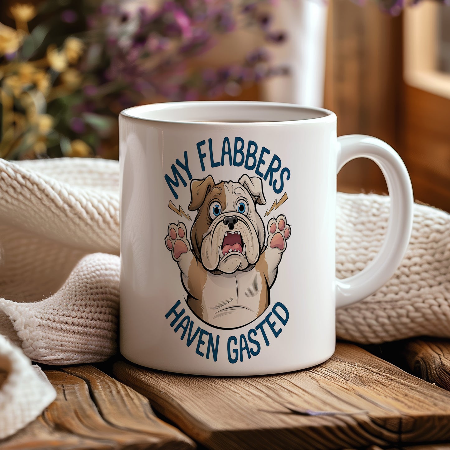Hrnek s vtipným nápisem – My Flabbers – humorný motiv