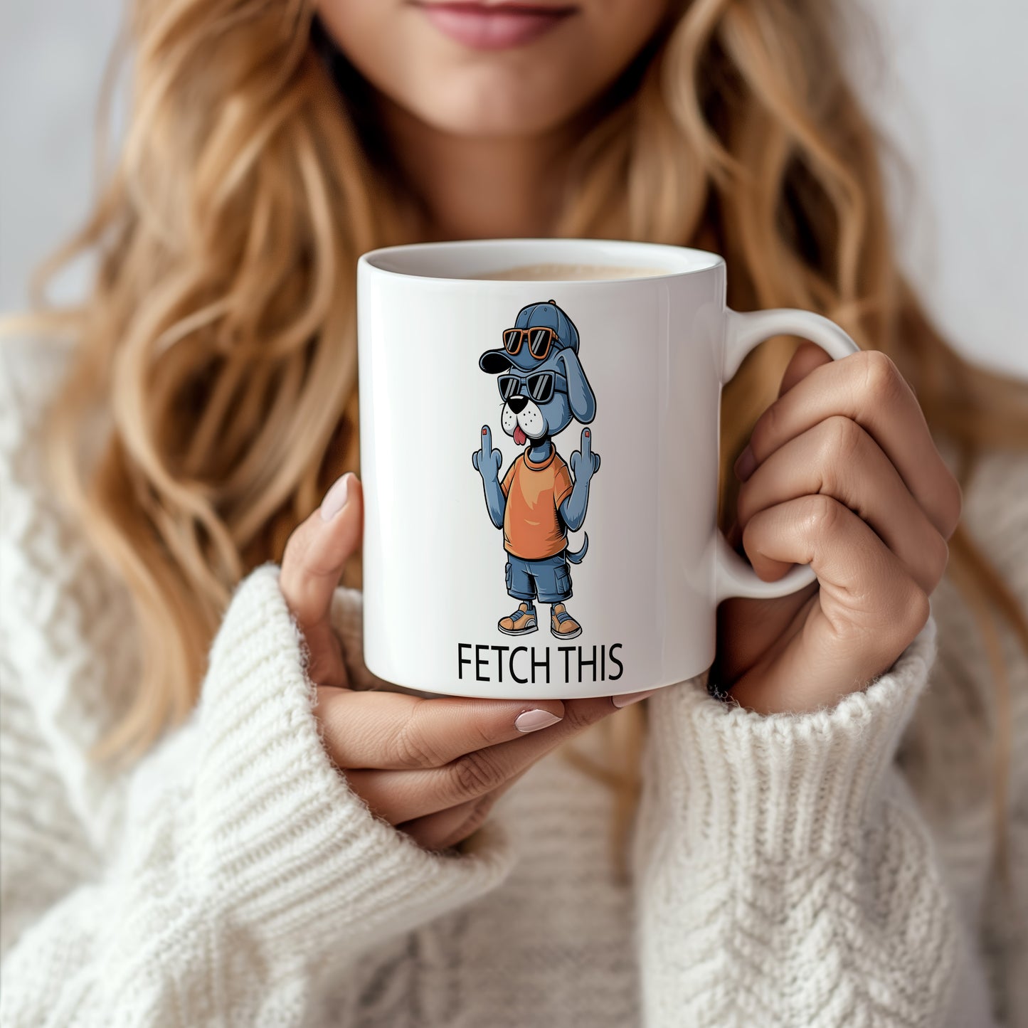 Hrnek s vtipným nápisem – FETCH THIS