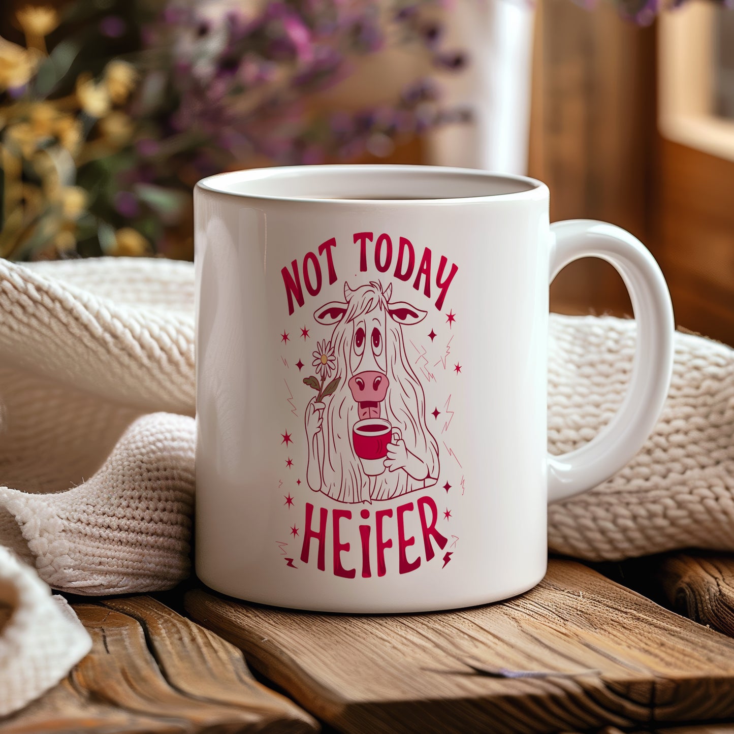 Hrnek s vtipným nápisem – Not Today – červený motiv