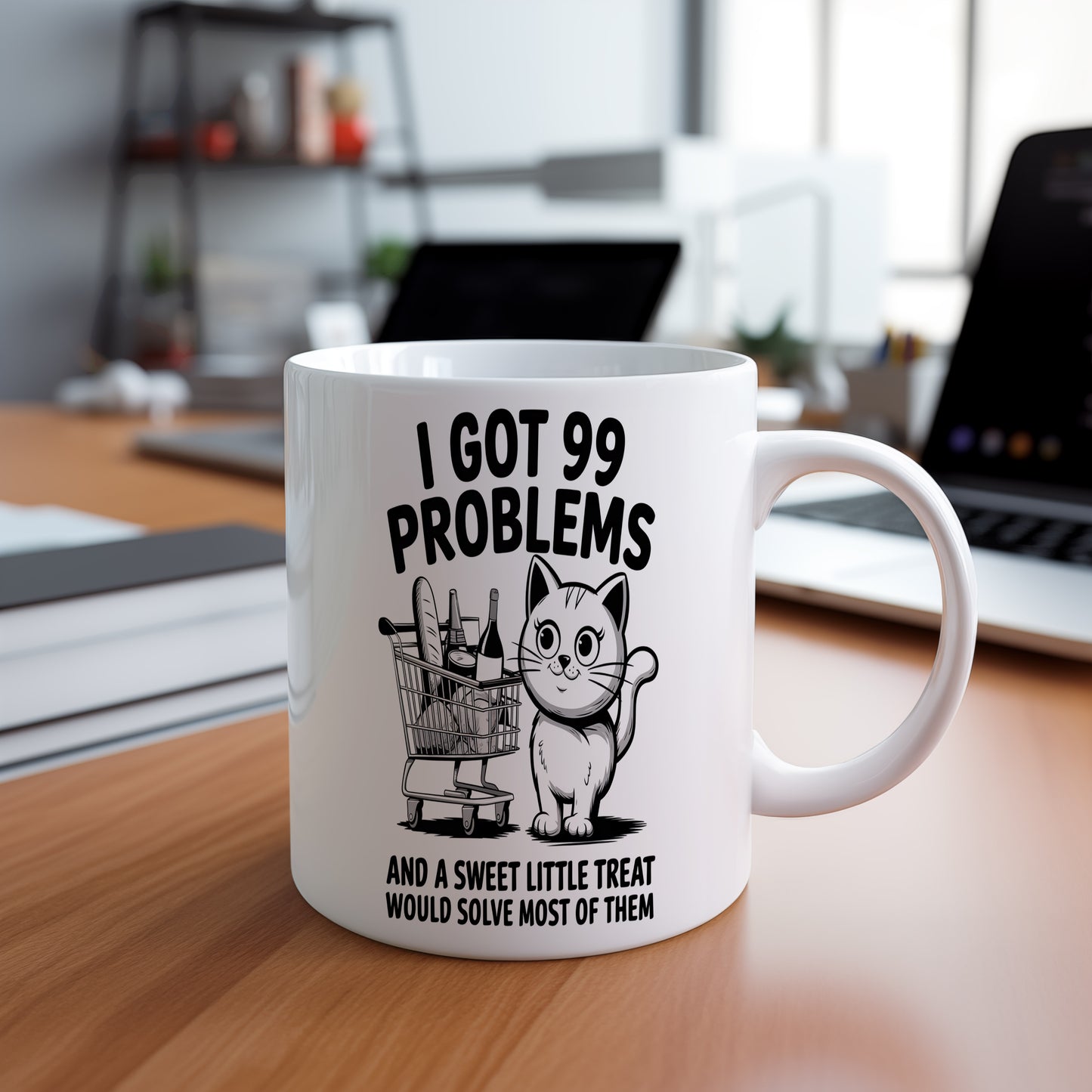 Hrnek s vtipným nápisem – I GOT 99 PROBLEMS