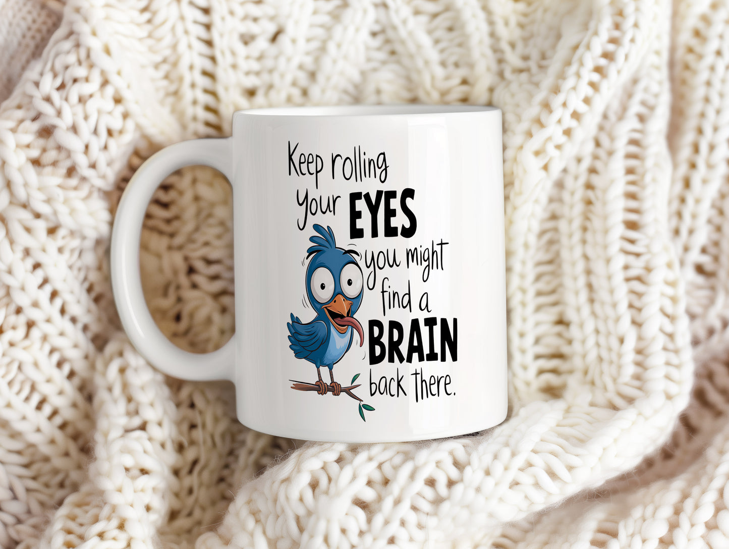 Hrnek s vtipným nápisem – Keep rolling your EYES