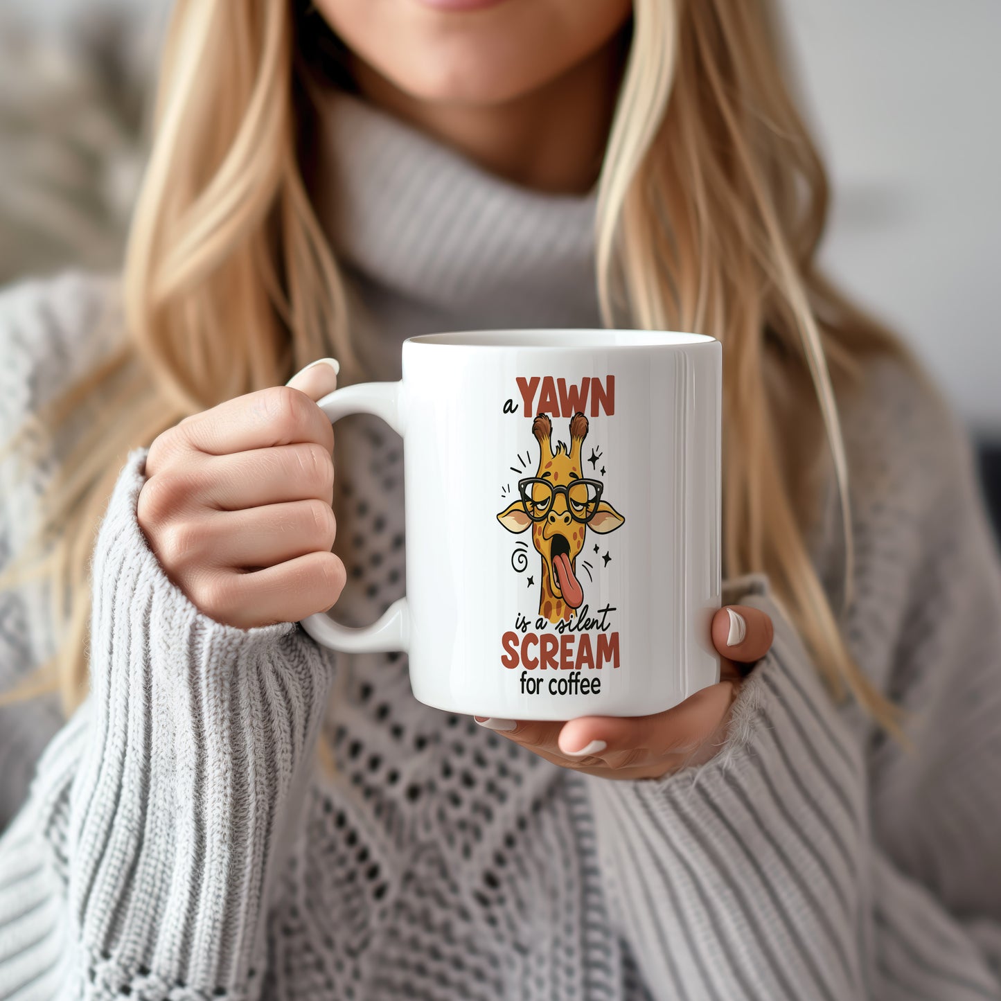 Hrnek s vtipným nápisem – YAWN is a silent SCREAM