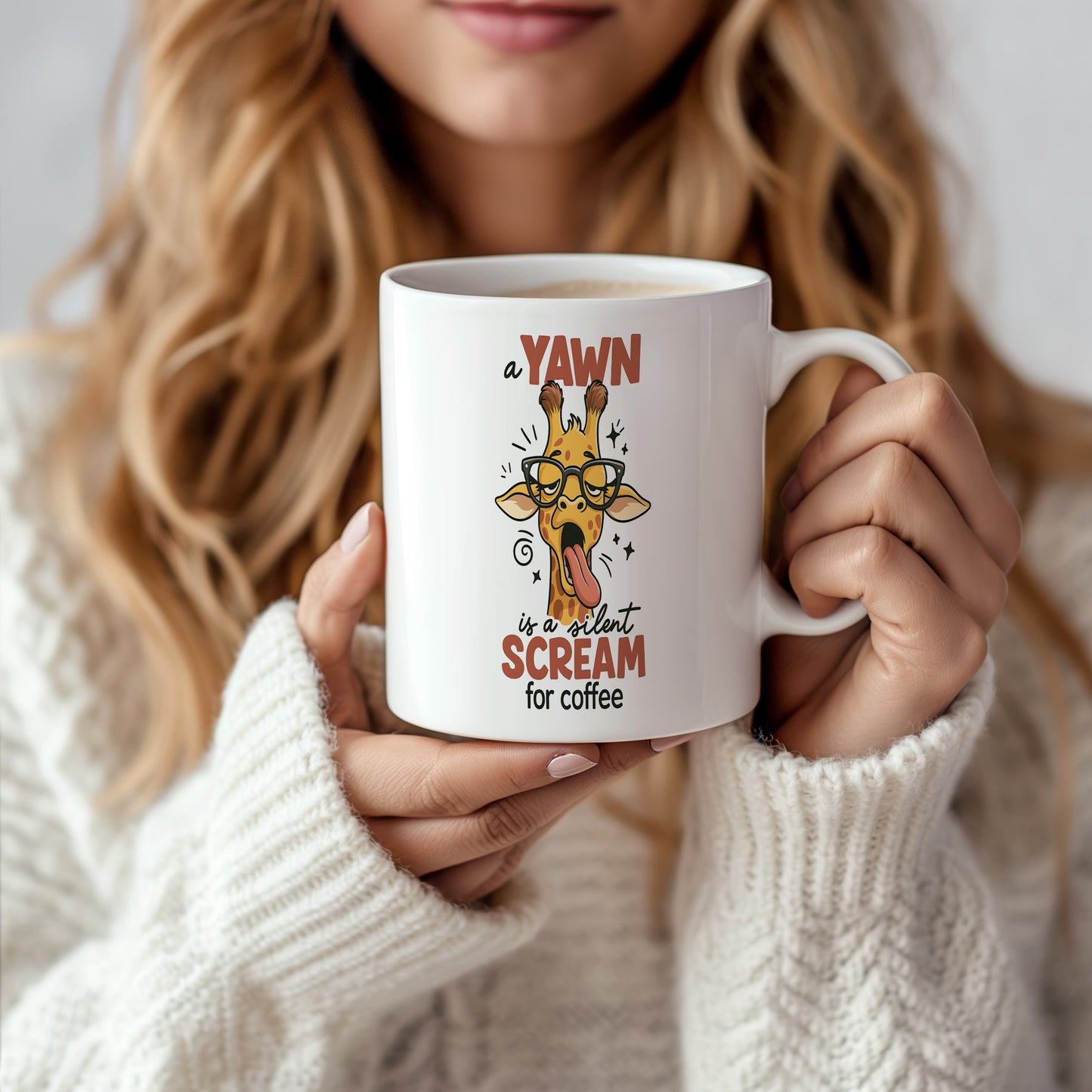 Hrnek s vtipným nápisem – YAWN is a silent SCREAM