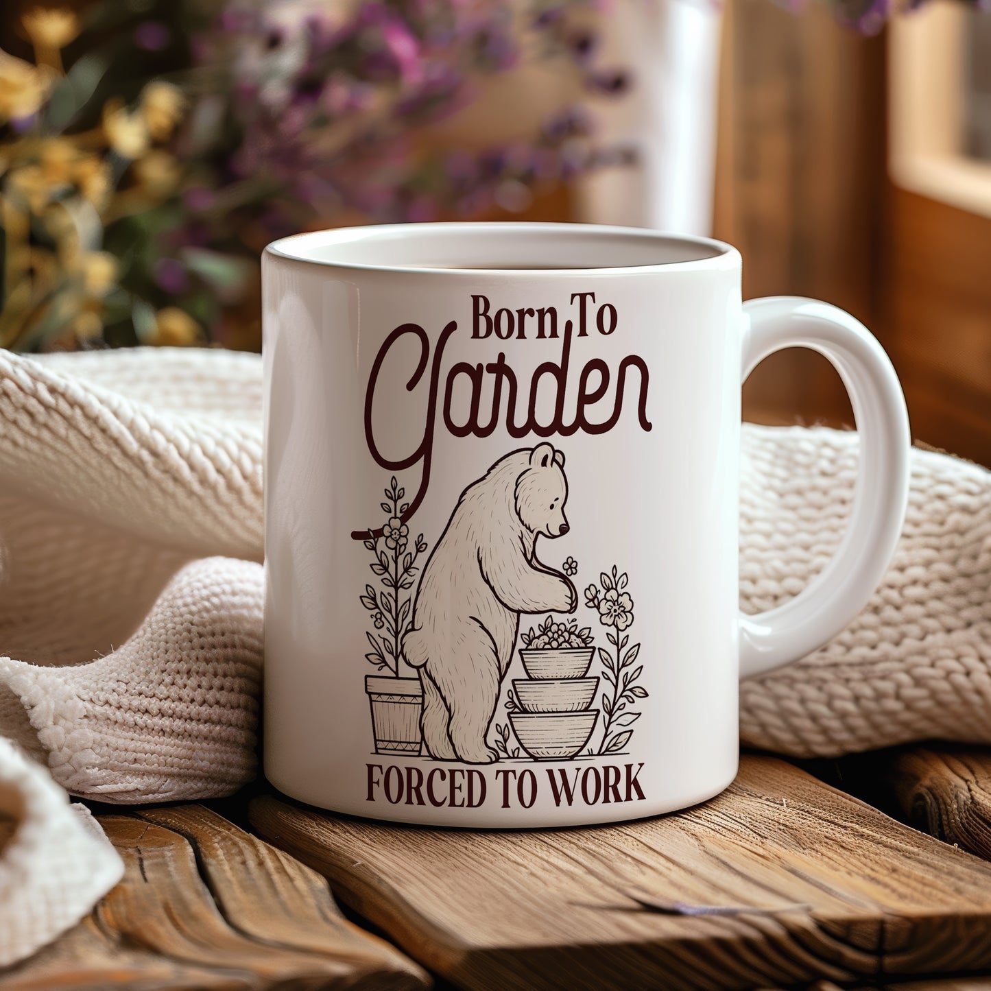 Hrnek s vtipným nápisem – Born To Garden