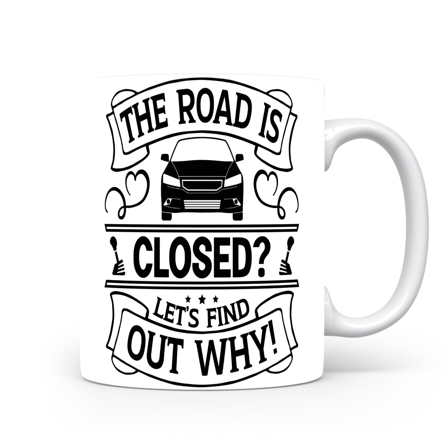 Hrnek pro automobilové nadšence – THE ROAD IS CLOSED? – silniční motiv